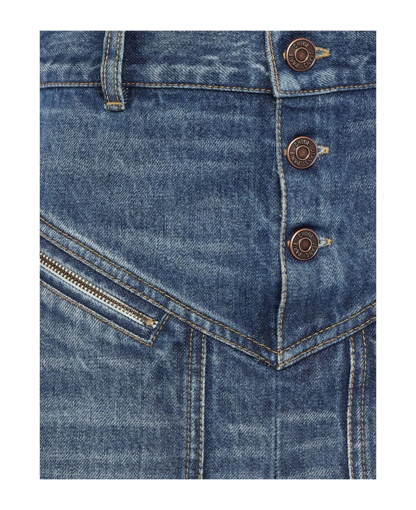 Chloé Denim Midi Skirt - Hazy Blue