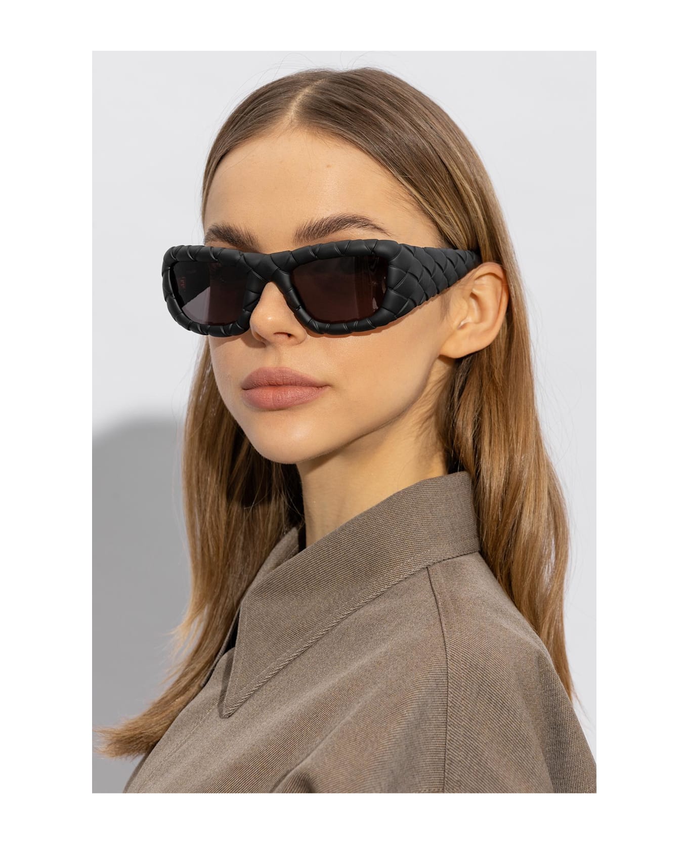 Bottega Veneta Intrecciato Sunglasses - BLACK
