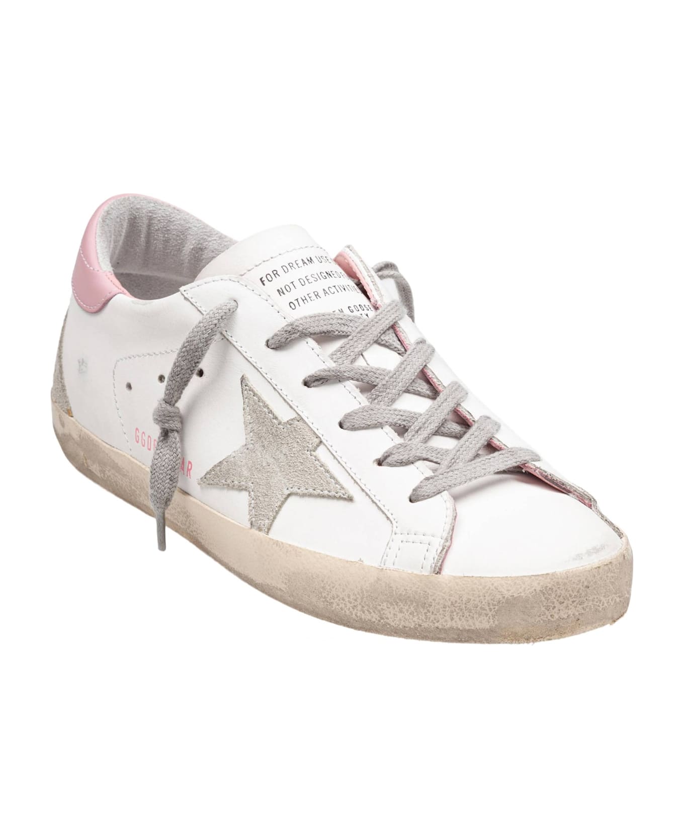 Golden Goose Super Star Sneakers In White And Pink Leather - White/Ice/light pink