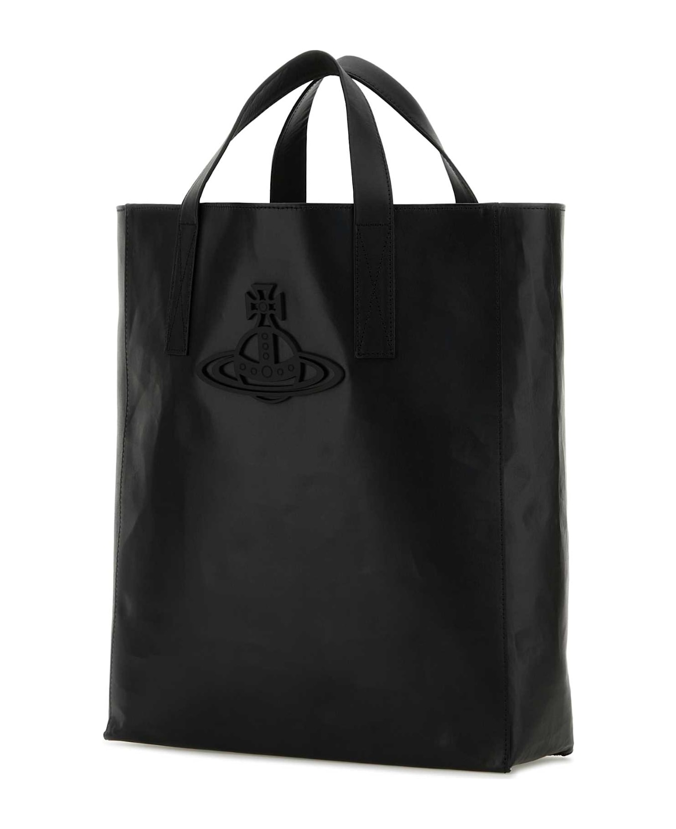 Vivienne Westwood Black Leather Medium Sarah Shopping Bag - Black