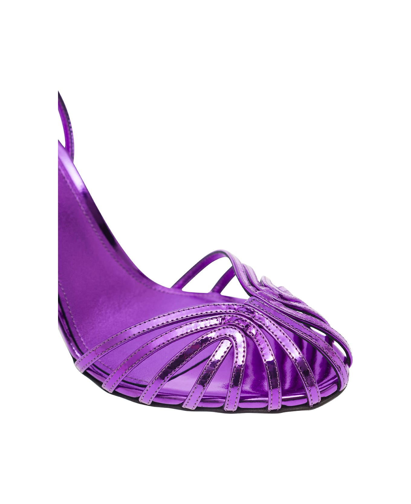 Alevì 'ally' Purple Sandals With Stiletto Heel In Metallic Leather Woman - Violet