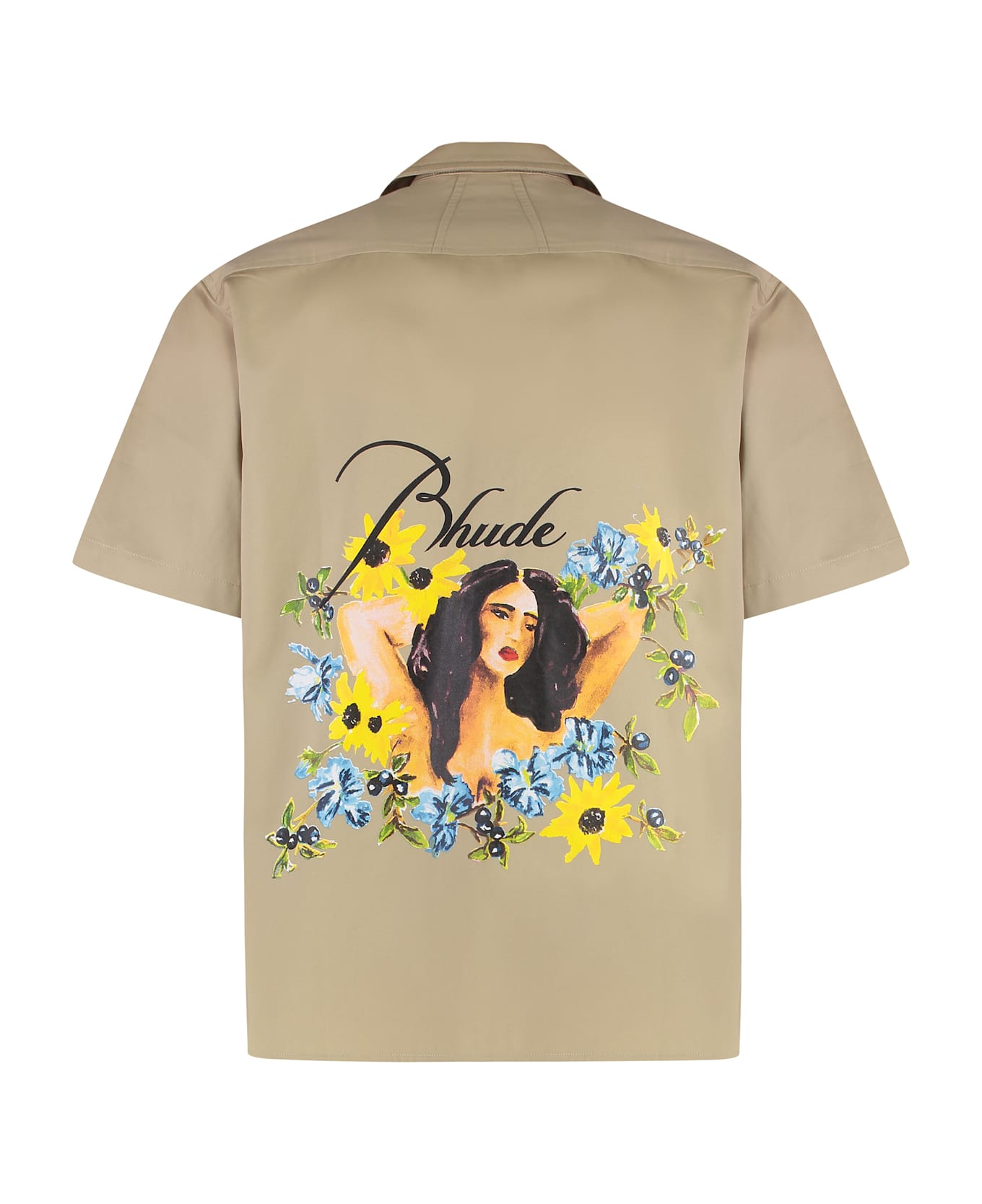 Rhude Short Sleeve Cotton Shirt - Beige