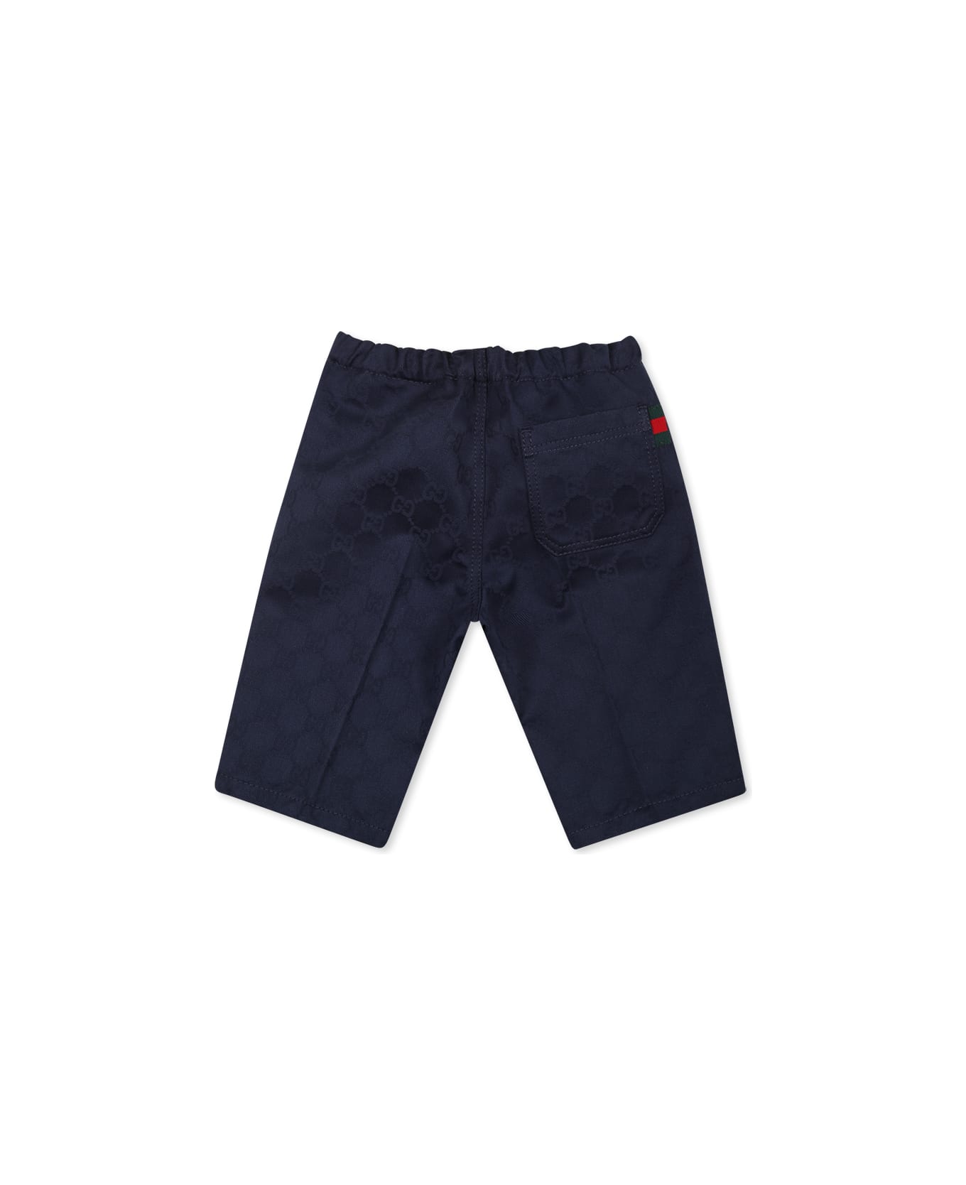 Gucci Blue Trousers For Baby Boy With Web Detail - Blue