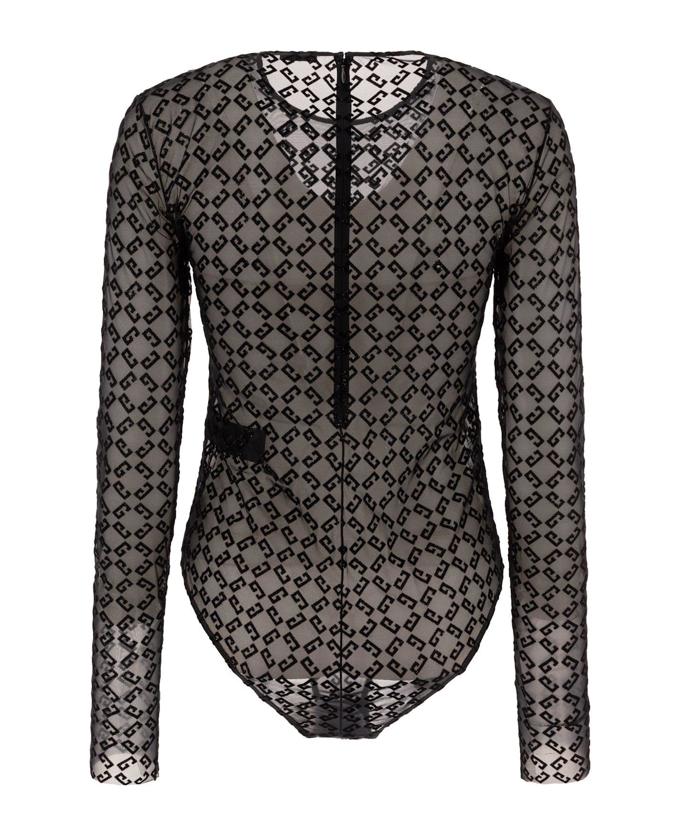 Givenchy Monogrammed Sheer Long-sleeve Top - BLACK