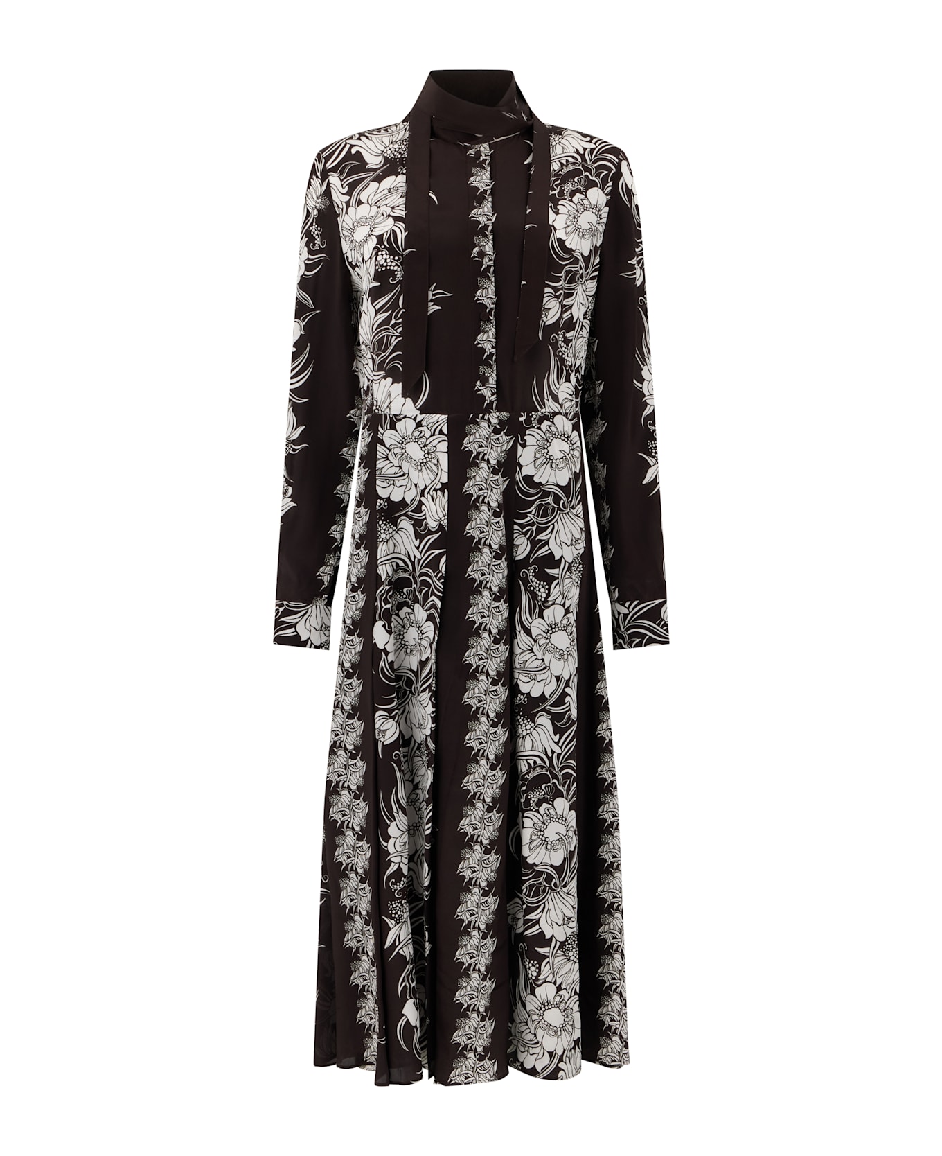 Valentino Garavani Floral Silk Dress - brown