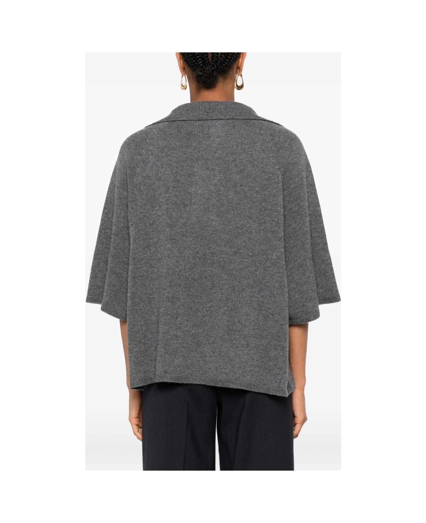 Emporio Armani Wool Oversized Polo Shirt - Grey