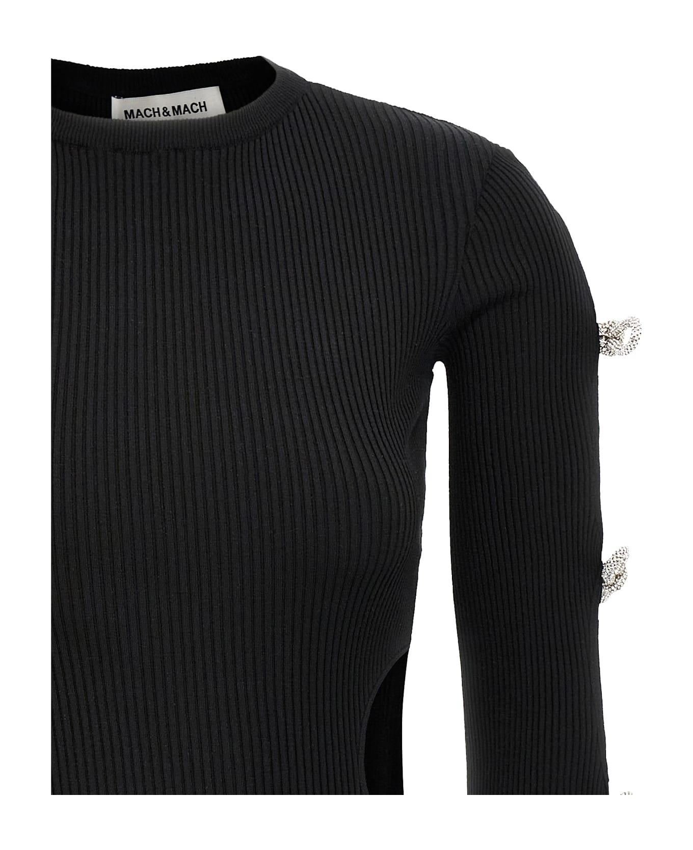 Mach & Mach 'cut-out Crystal Bow' Dress - Black  