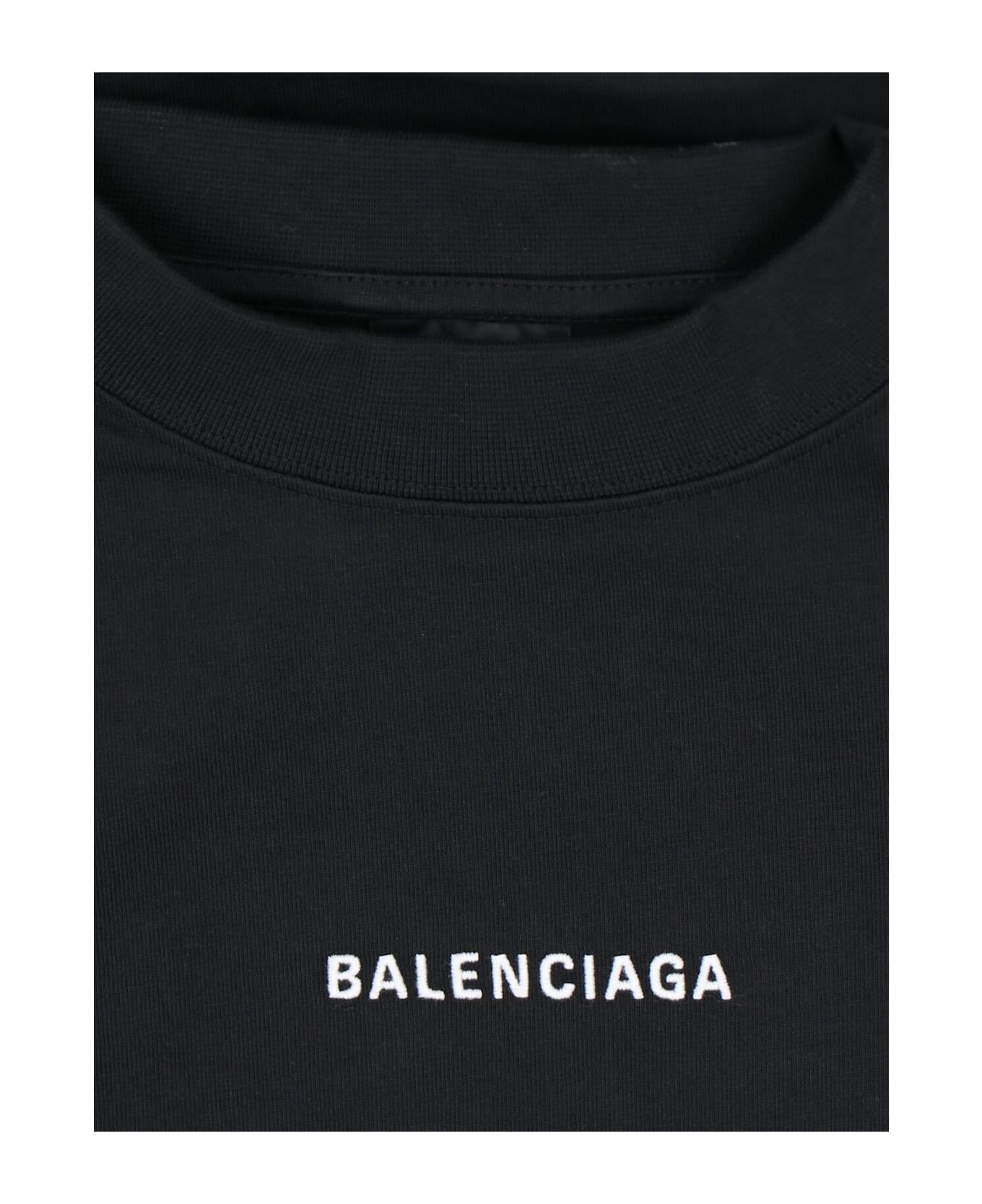Balenciaga Logo Crop T-shirt - Black