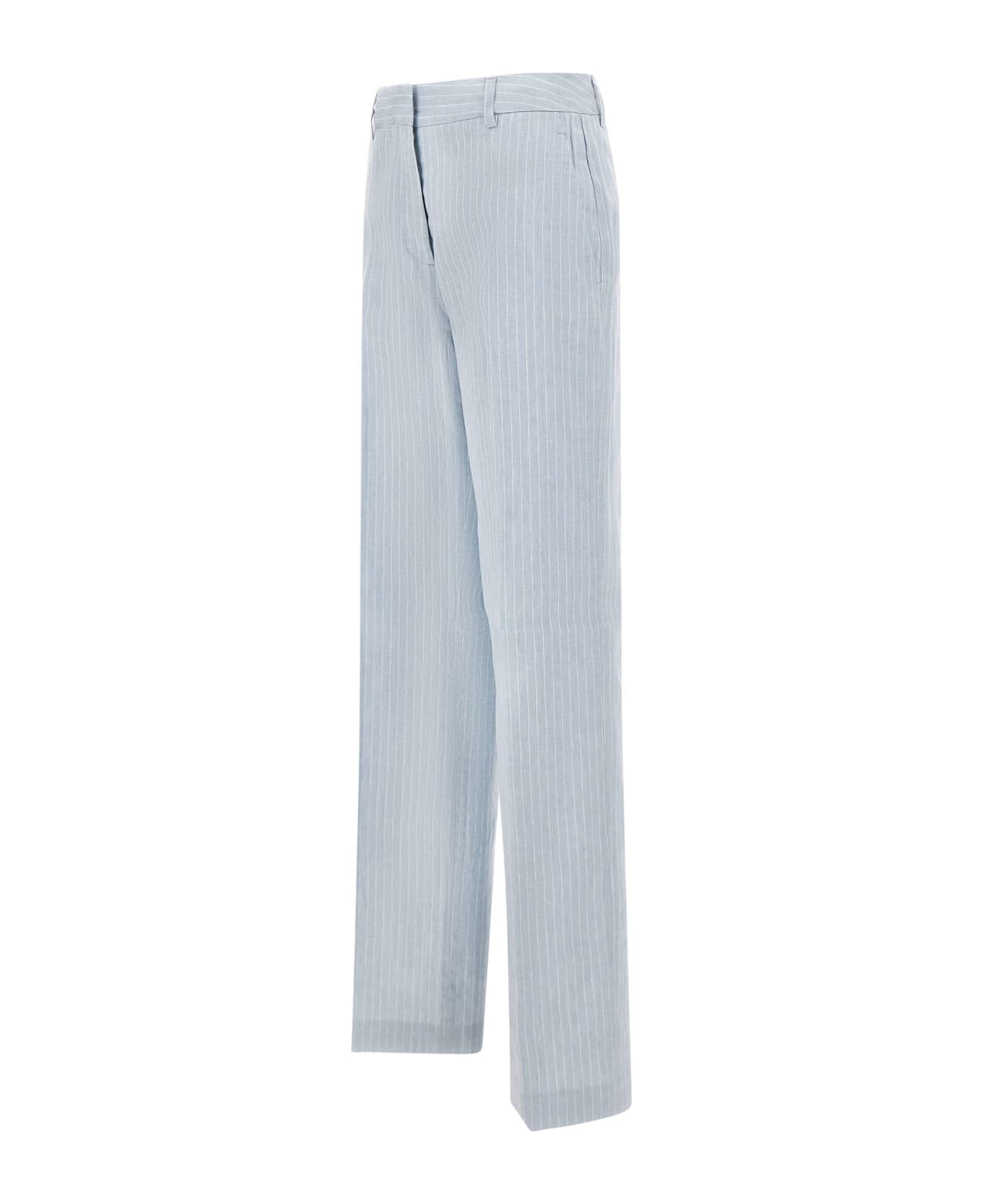 Iceberg Linen And Cotton Trousers - LIGHT BLUE
