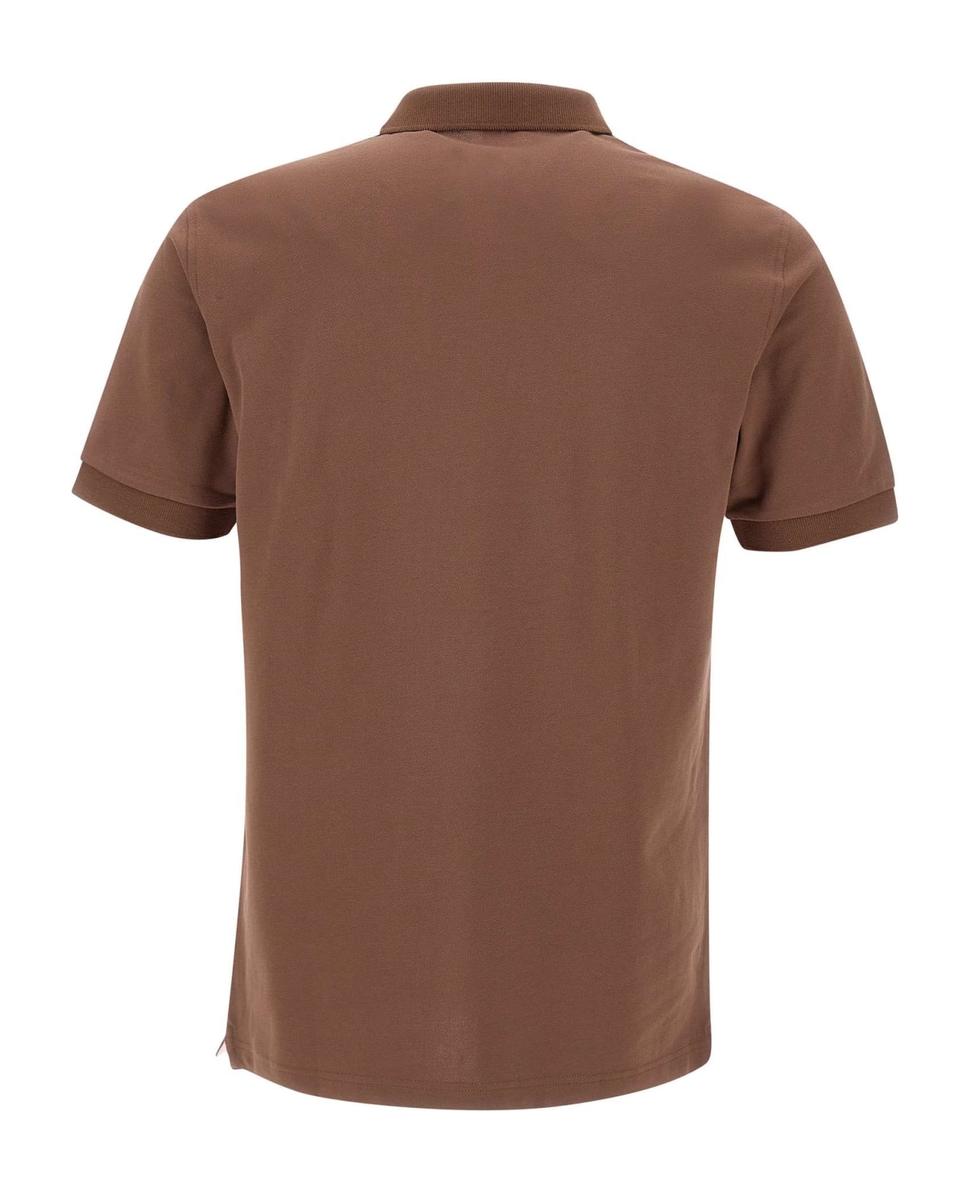 Sun 68 "solid" Pique Cotton Polo Shirt - BROWN ポロシャツ