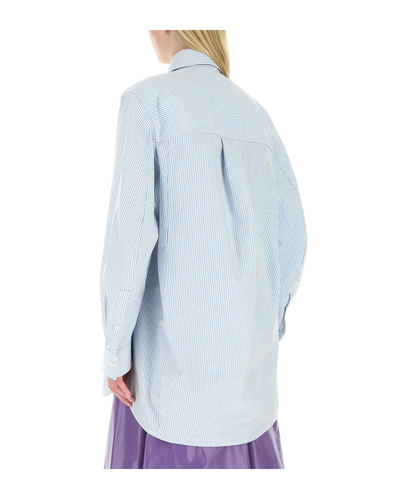 Bottega Veneta Embroidered Cotton Oversize Shirt - AZURE