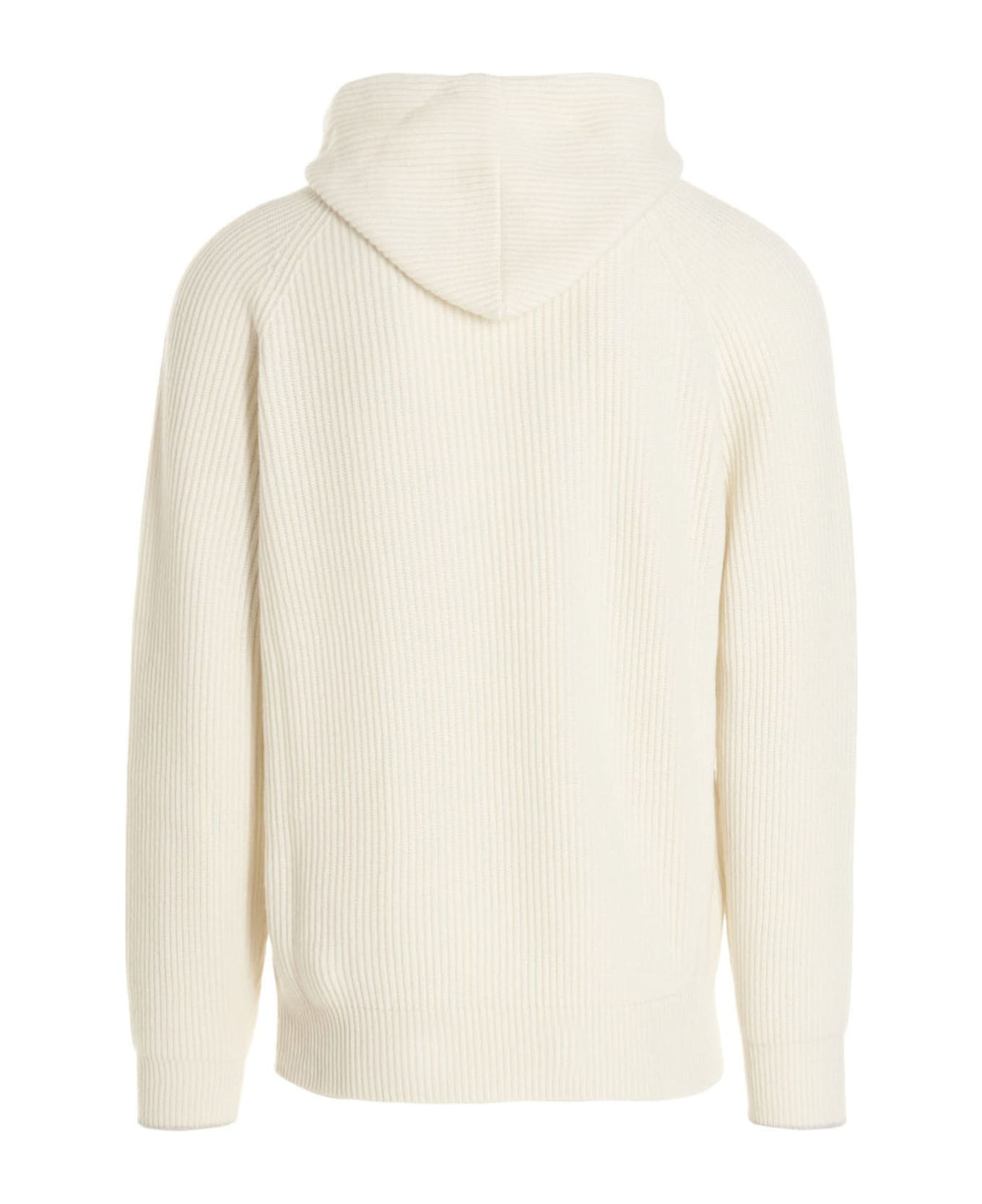 Brunello Cucinelli Ribbed Hooded Sweater - White
