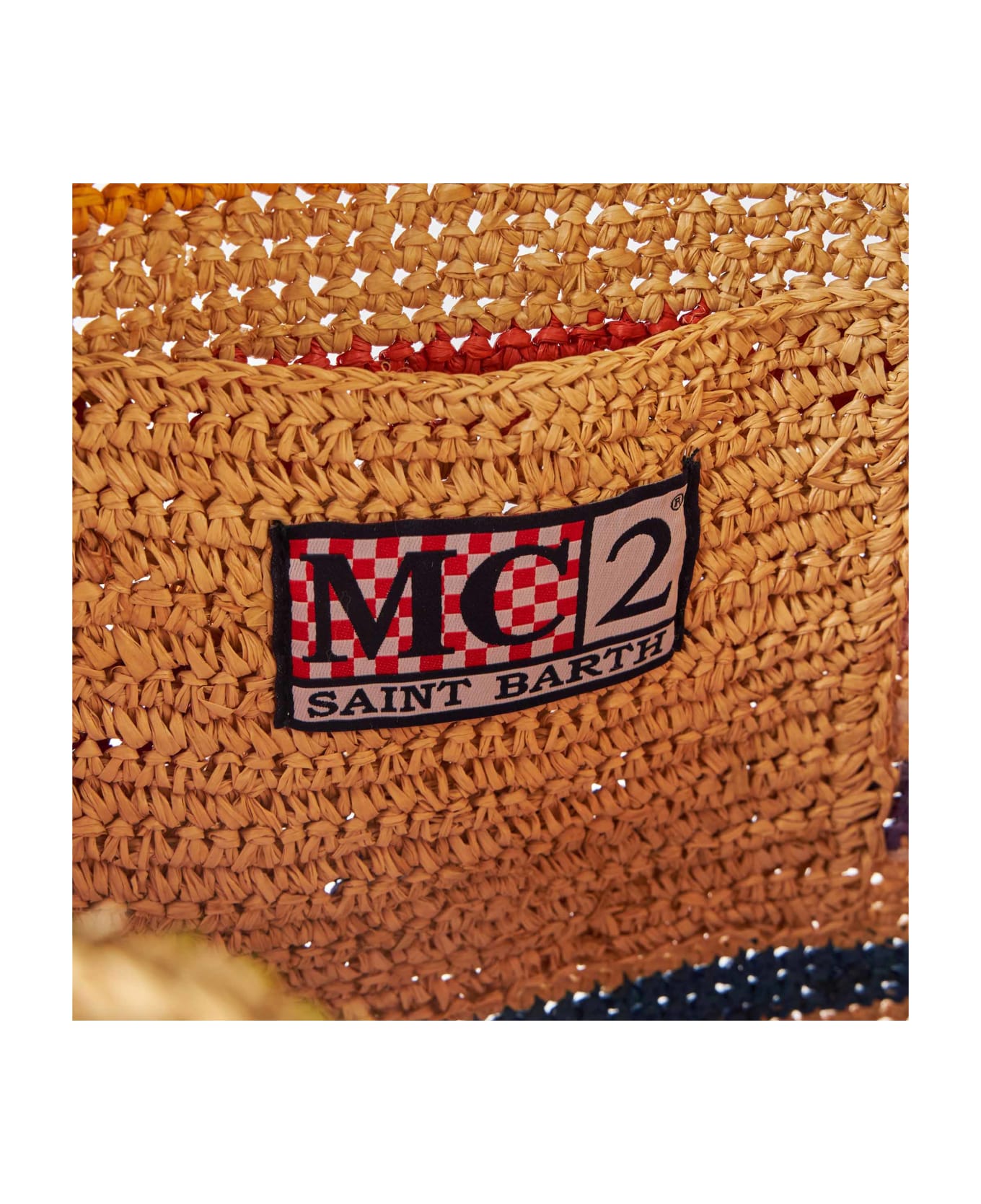 MC2 Saint Barth Raffia Bucket Bag With Multicolor Stripes And Embroidery - MULTICOLOR トートバッグ