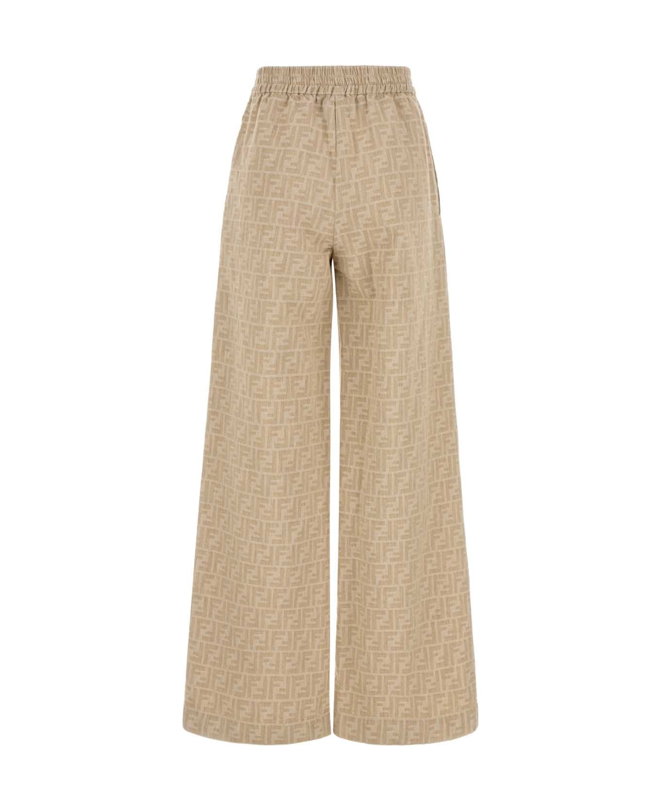 Fendi Embroidered Chambray Wide-leg Pant - RAFFIA-25