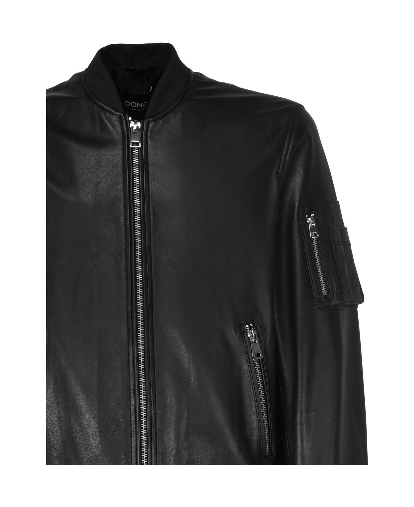 Dondup Leather Jacket With Zip - nero ダウンジャケット