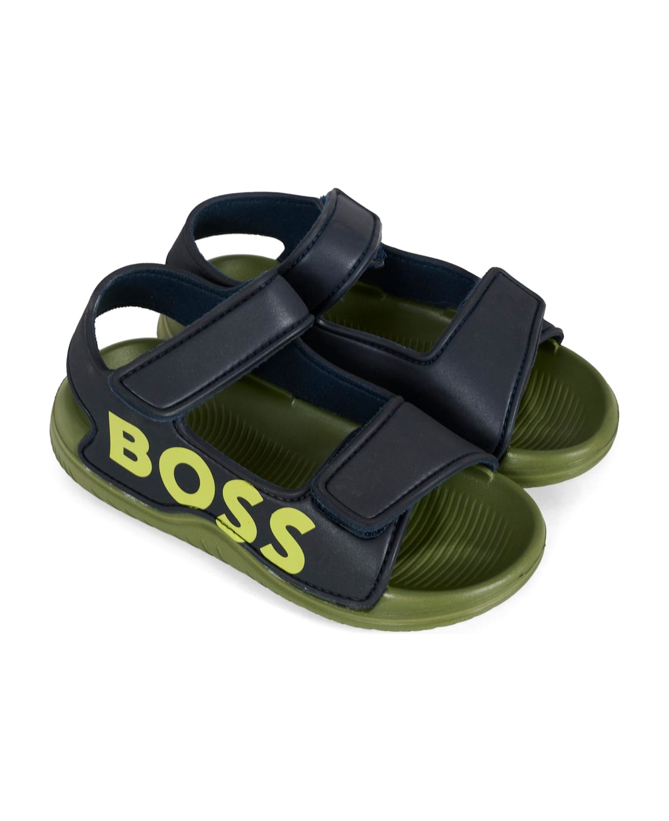 Hugo Boss Blue Sandals For Baby Boy And Boy With Logo - Blue