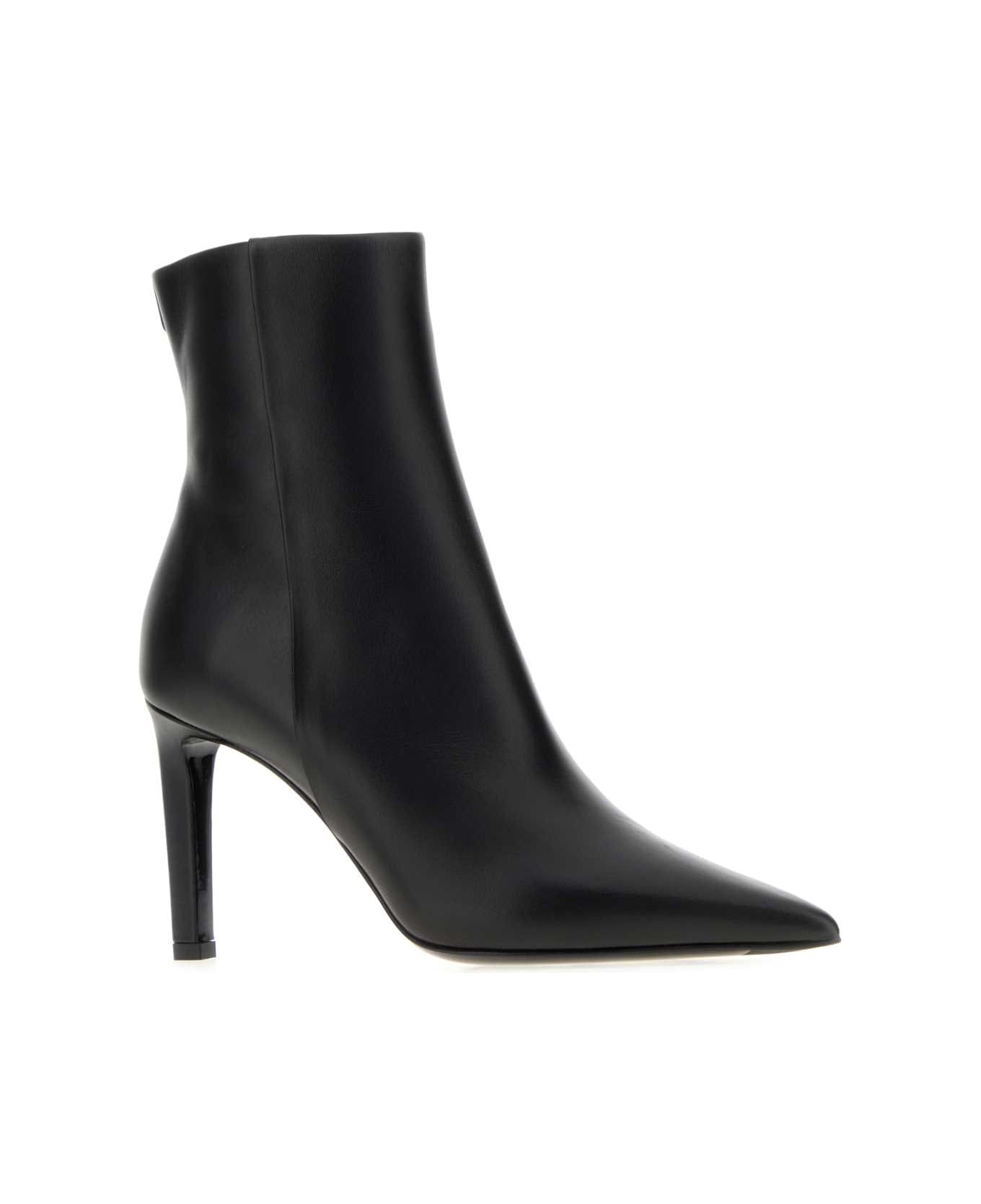 Jimmy Choo Black Leather Frankie 85 Ankle Boots - BLACKBLACK