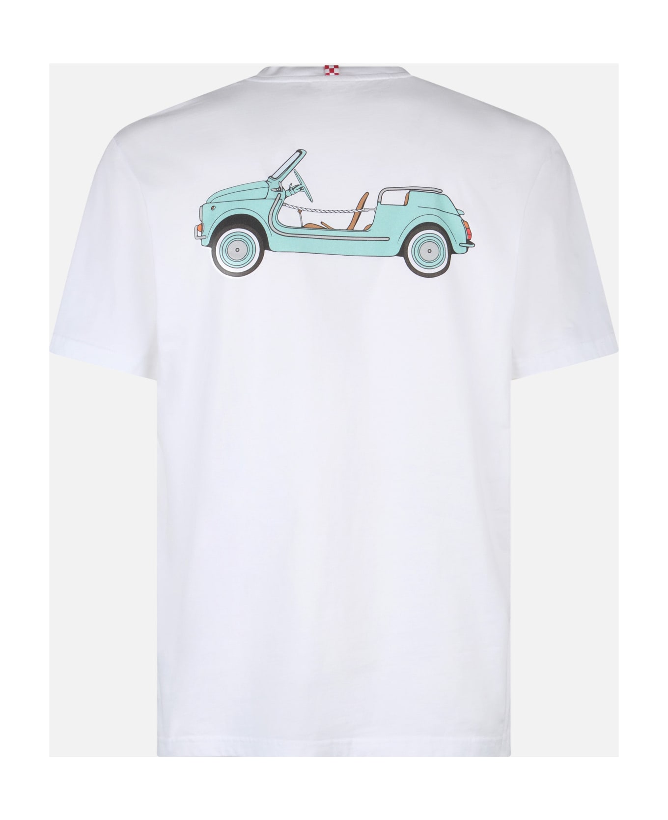 MC2 Saint Barth Man Cotton T-shirt With Spiaggina Front And Back Placed Print | Fiat 500 Special Edition - WHITE