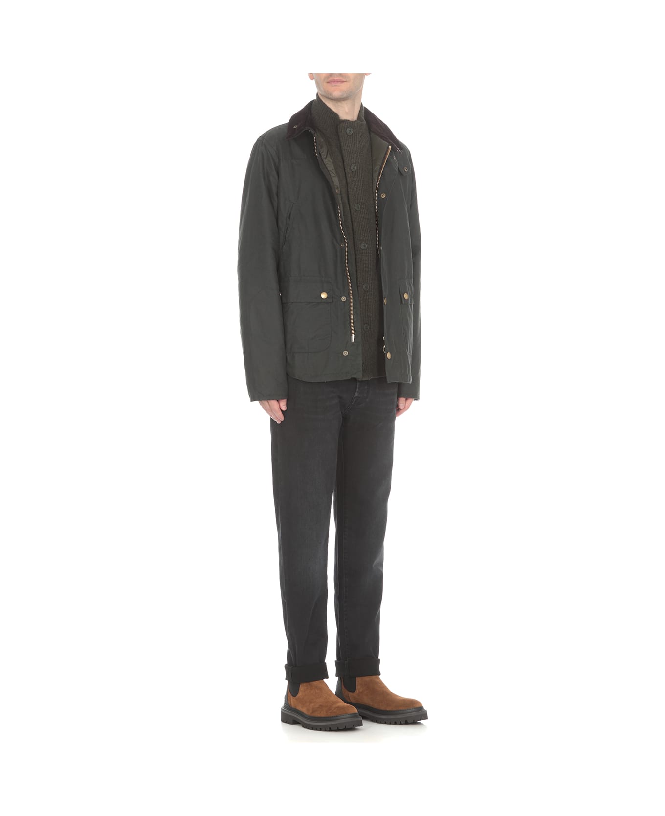 Barbour Reelin Wax Quilted Jacket - Green