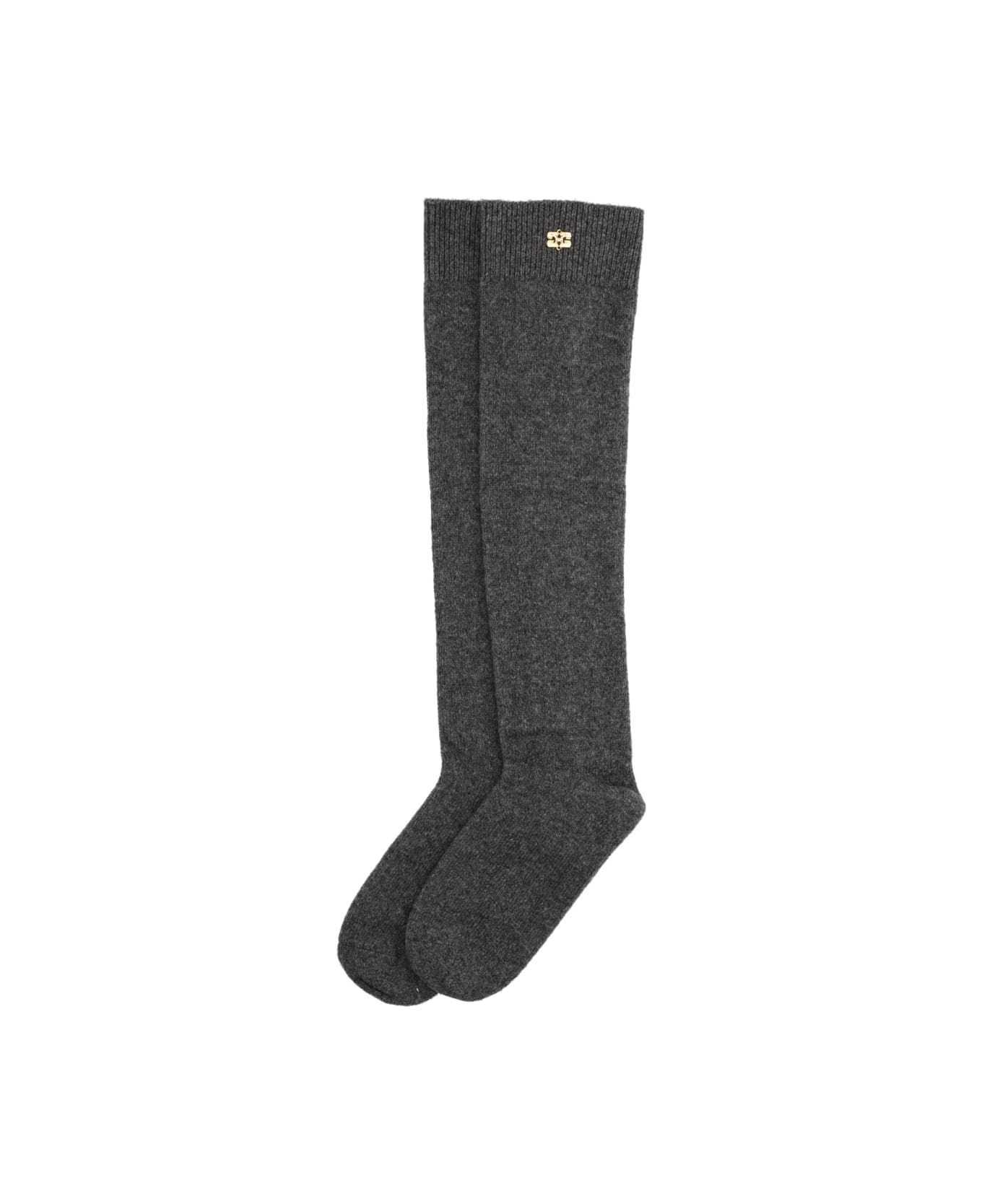 Ganni Wool Socks. - CHARCOAL