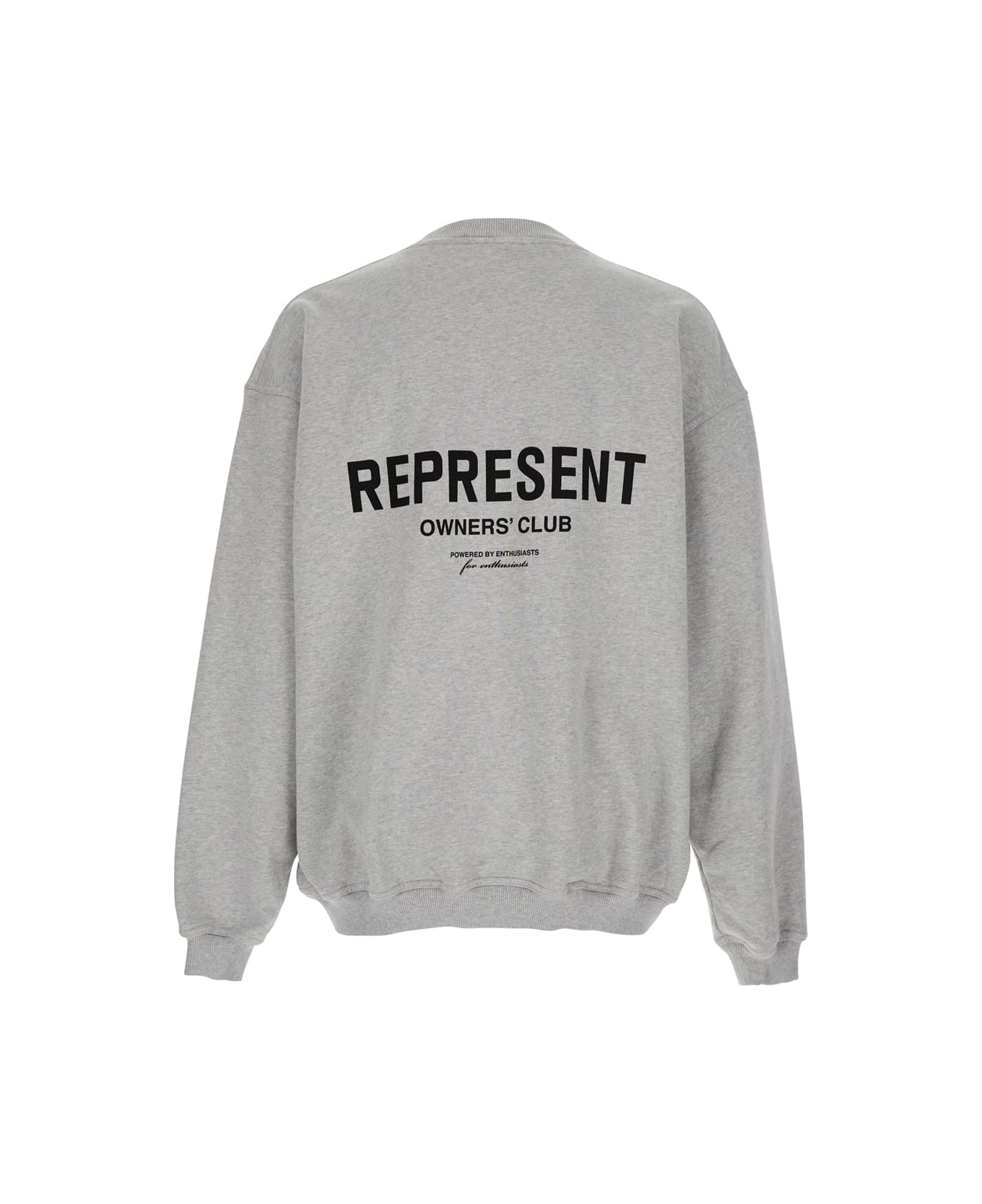 REPRESENT Grey Crewneck Sweatshirt With Logo Lettering On The Front And Maxi Logo Print On The Rear In Cotton Man - Grey