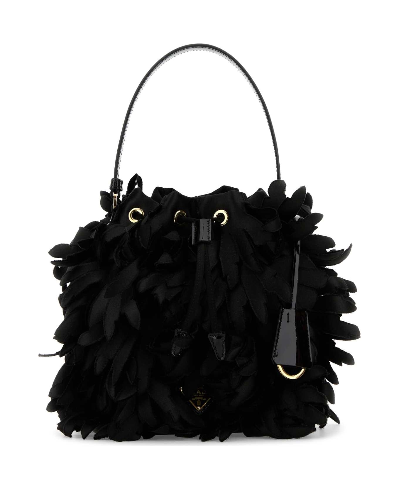 Prada Embellished Satin Mini Bucket Bag - NERO