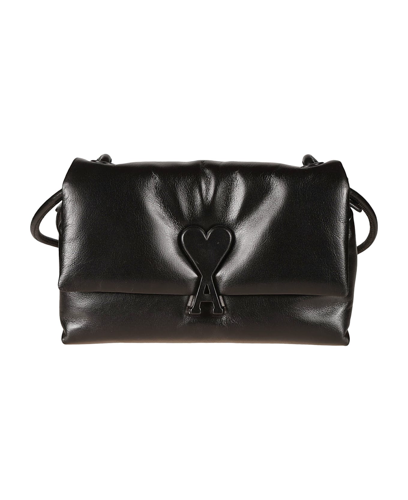 Ami Alexandre Mattiussi Logo Embossed Flap Shoulder Bag - Black