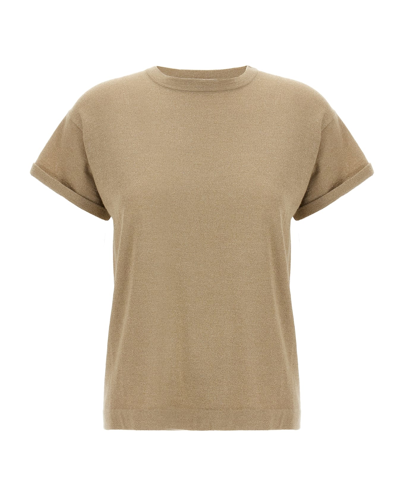 Brunello Cucinelli Lamé Cashmere T-shirt - Beige