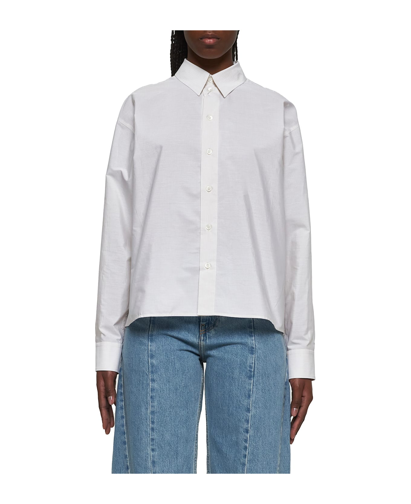 MM6 Maison Margiela Poplin Shirt - Pinstripes white/beige