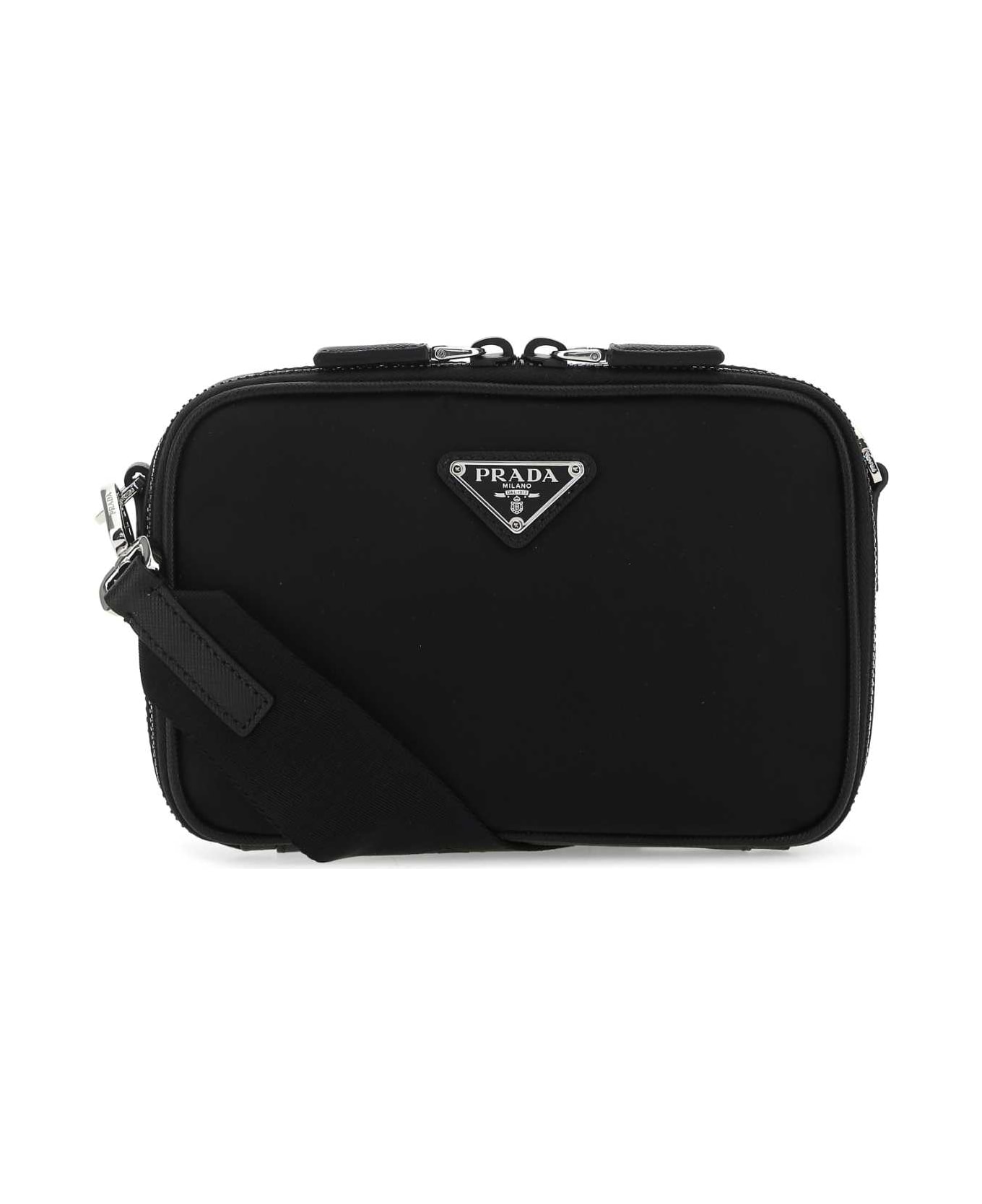 Prada Black Leather And Nylon Crossbody Bag - F0002