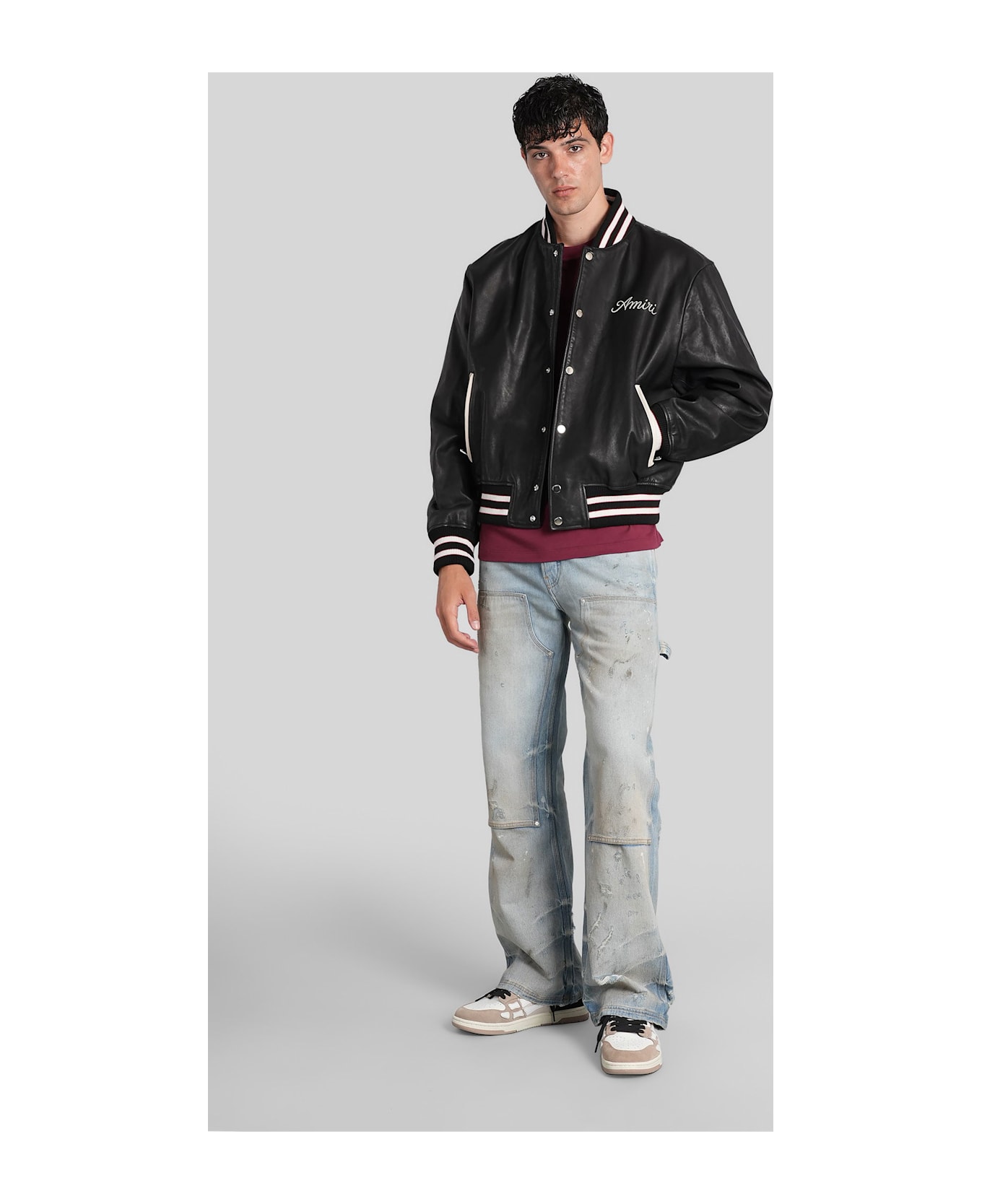 AMIRI Bomber Jacket In Black Leather - black