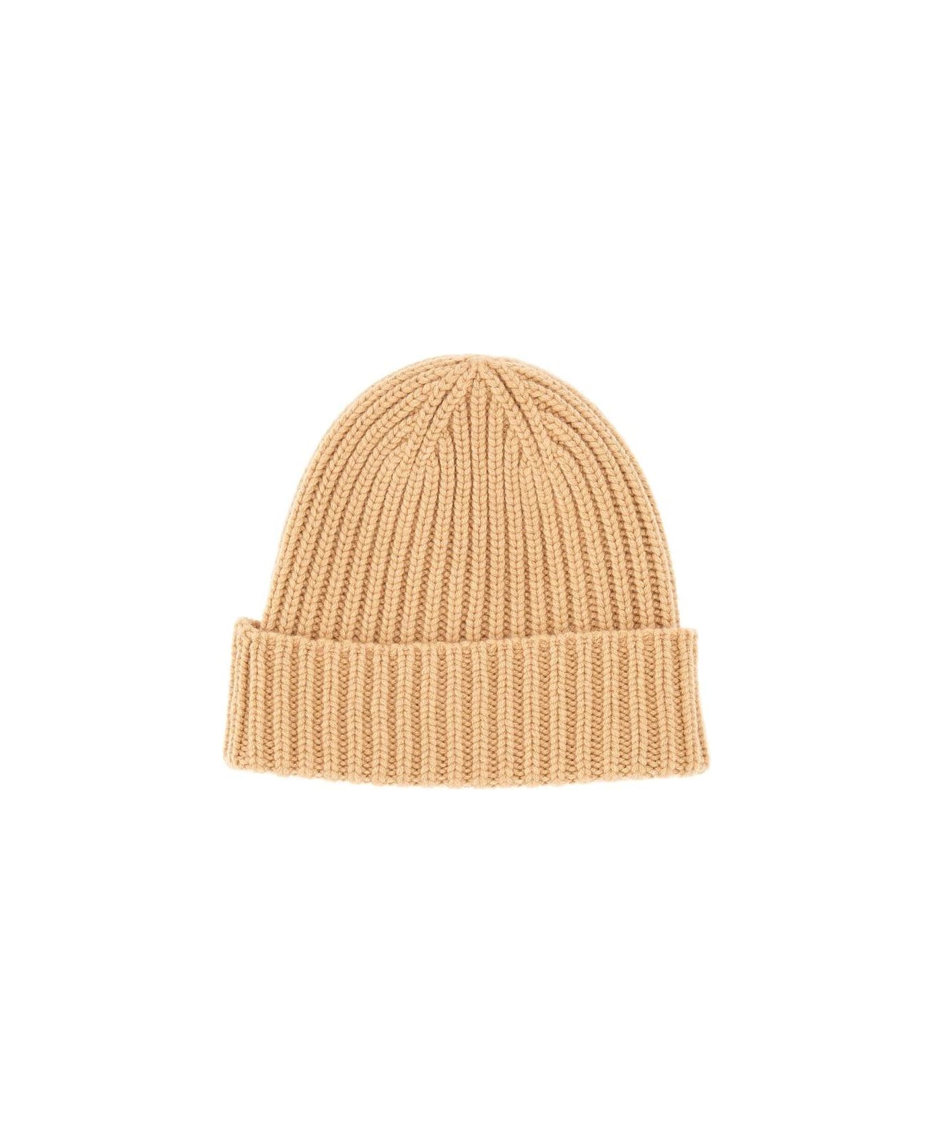 Gucci Double G Knitted Beanie - Camel
