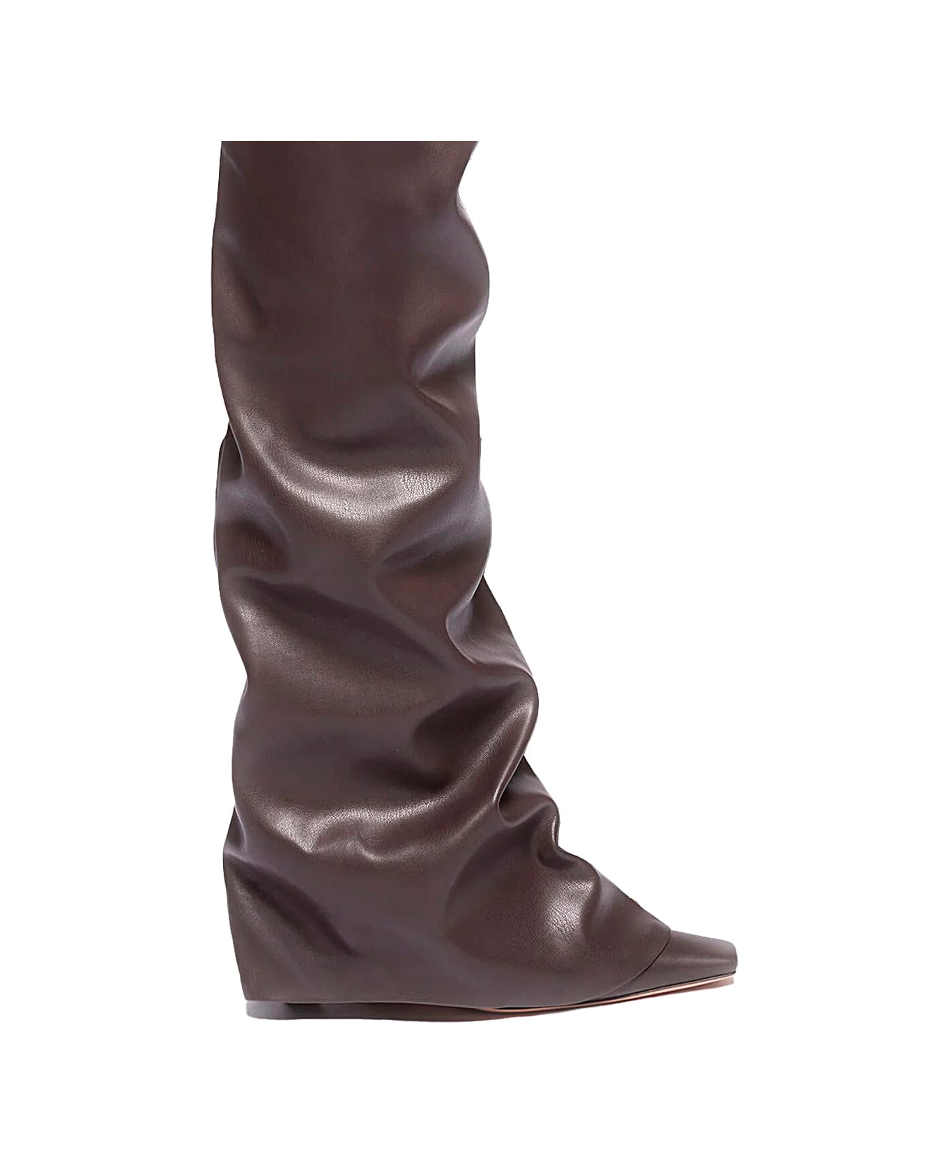The Attico 'robin Okt' Brown Boots With High Stiletto Heel And Ruched Detail In Leather Woman - Brown