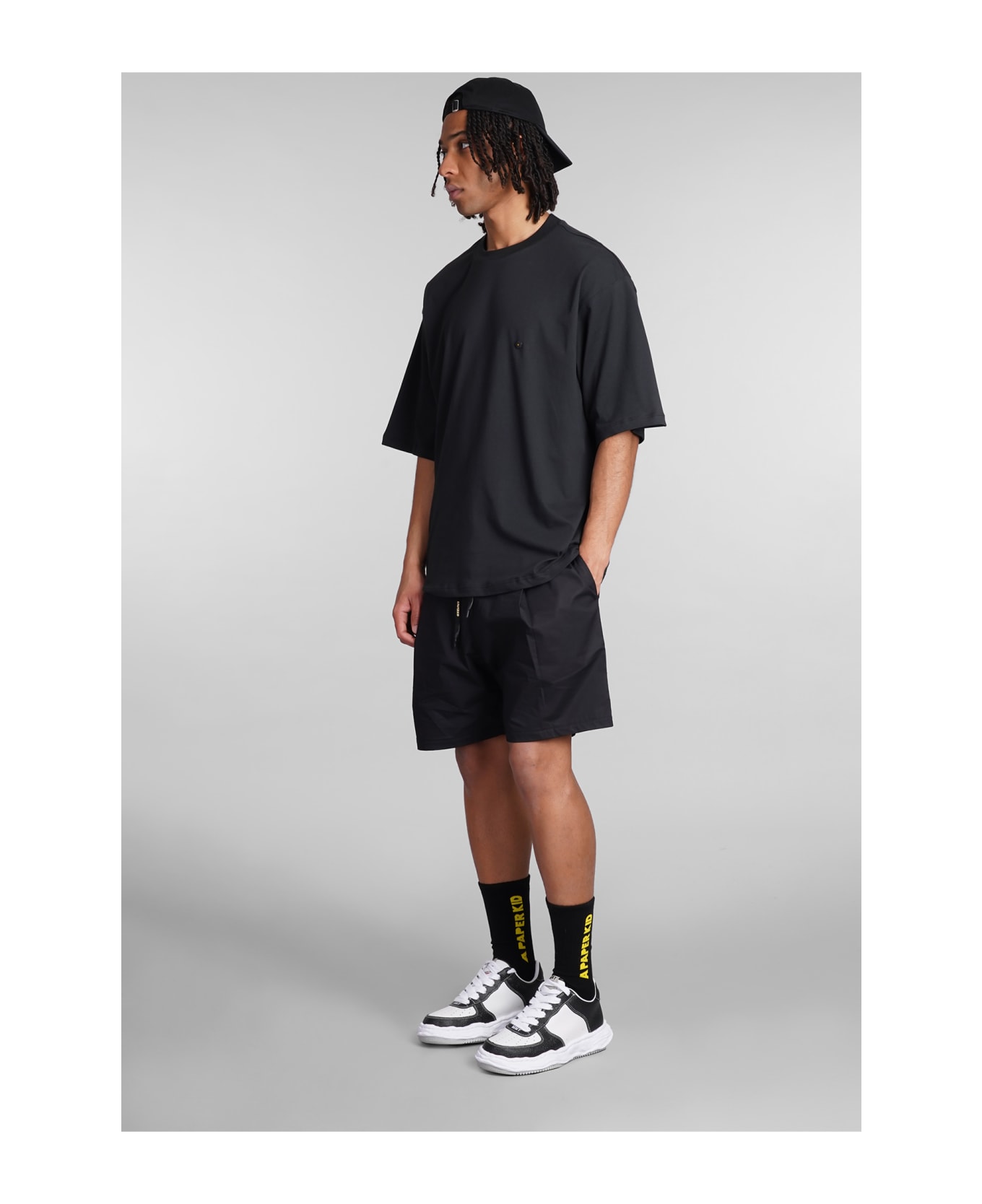 A Paper Kid T-shirt In Black Cotton - Nero