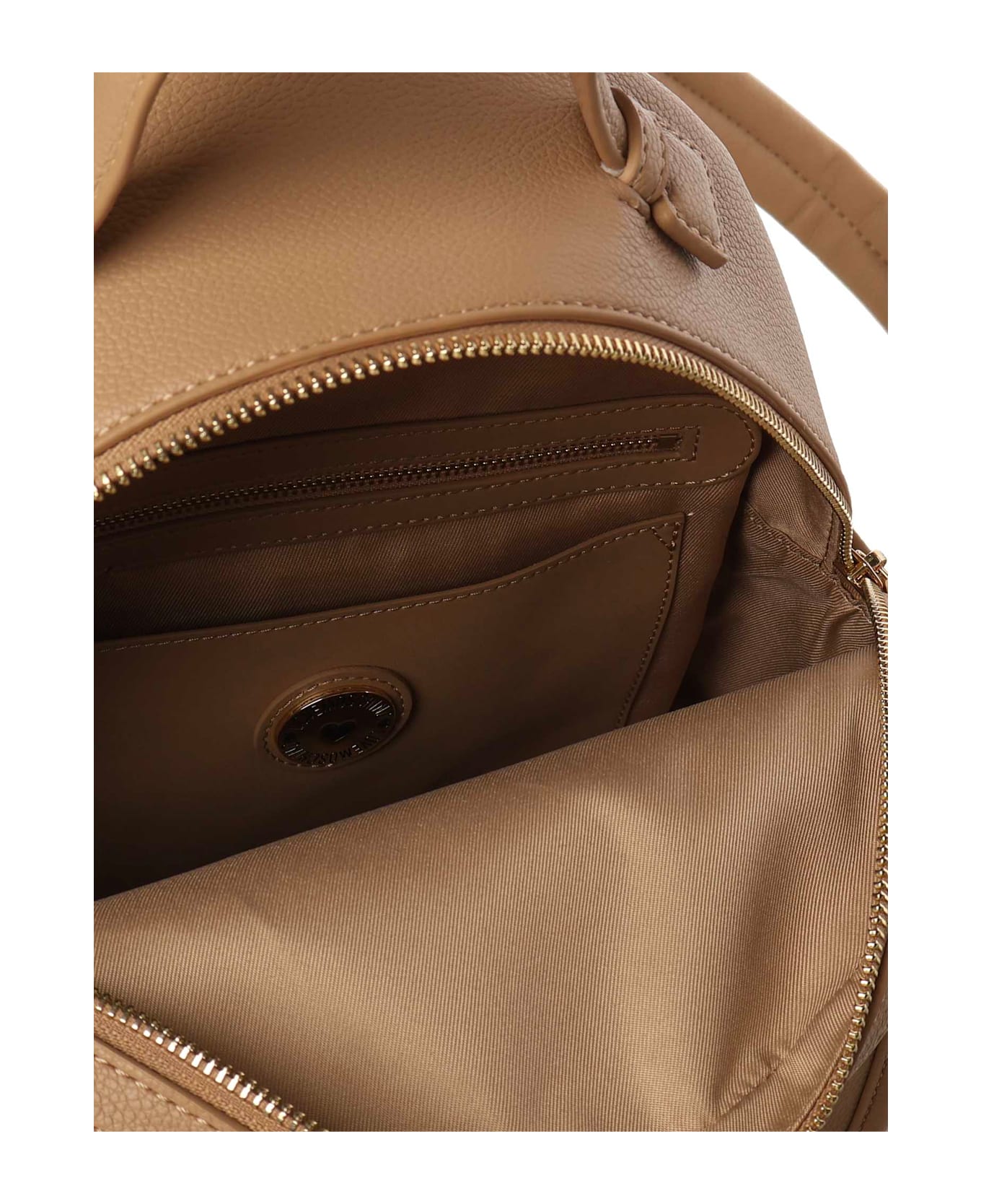 Love Moschino Backpack With Large Logo - Beige