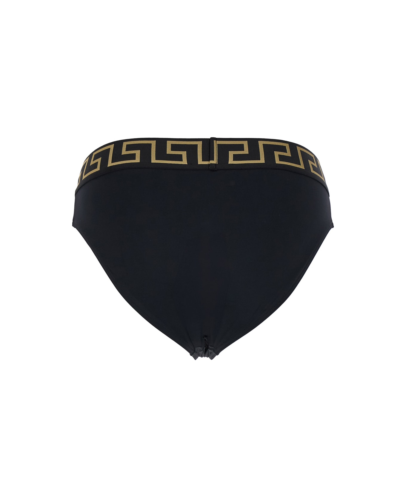 Versace Black Speedo With Greca Detail In Tech Fabric Man - BLACK