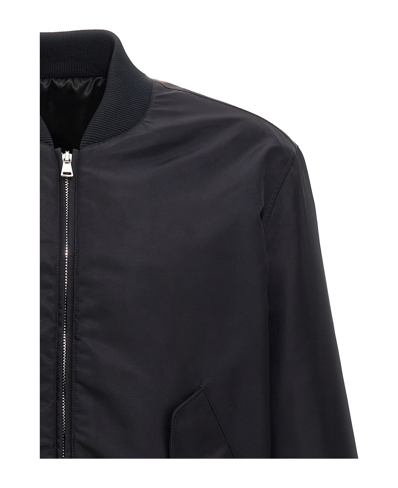 Balmain Dark Blue Polyamide Bomber Jacket - Blue