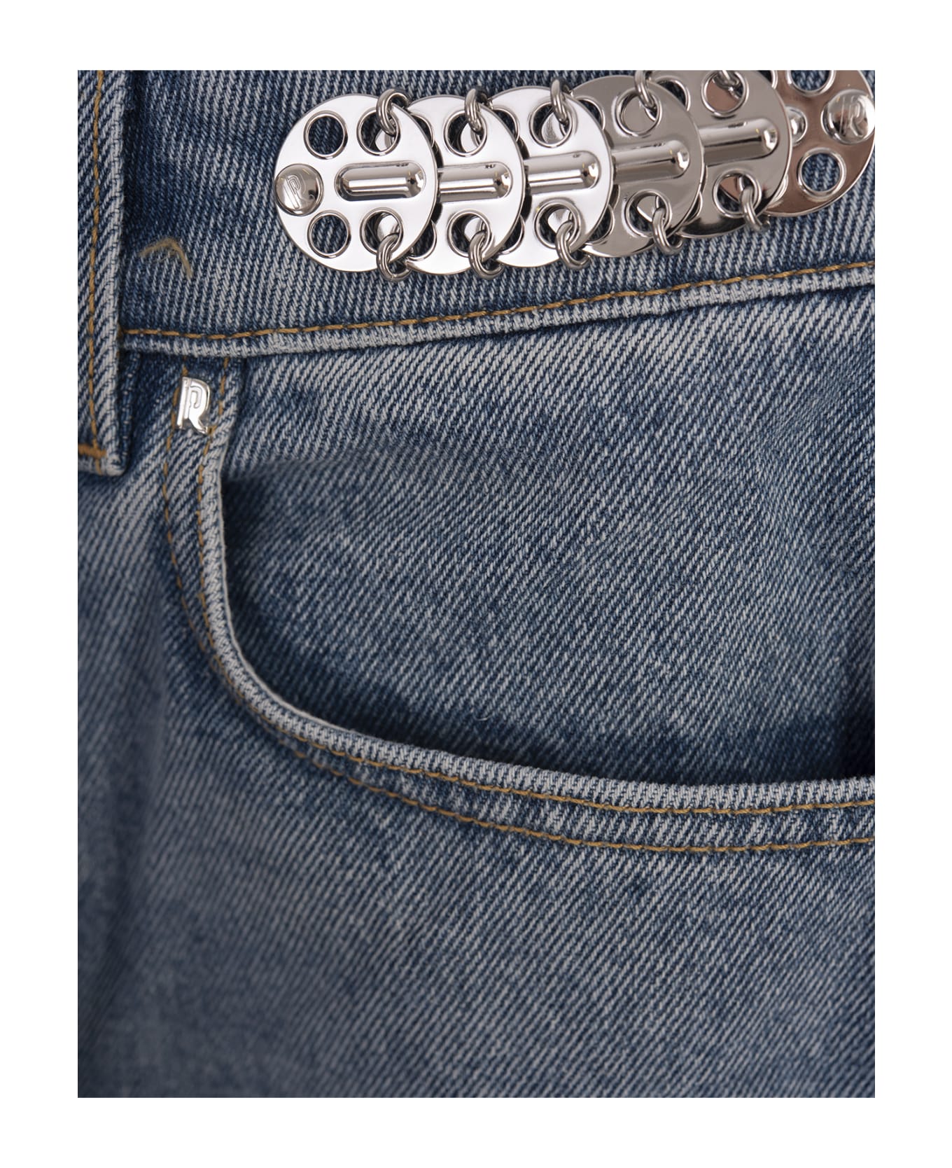 Paco Rabanne Denim Flared Jeans With Medals - Blue