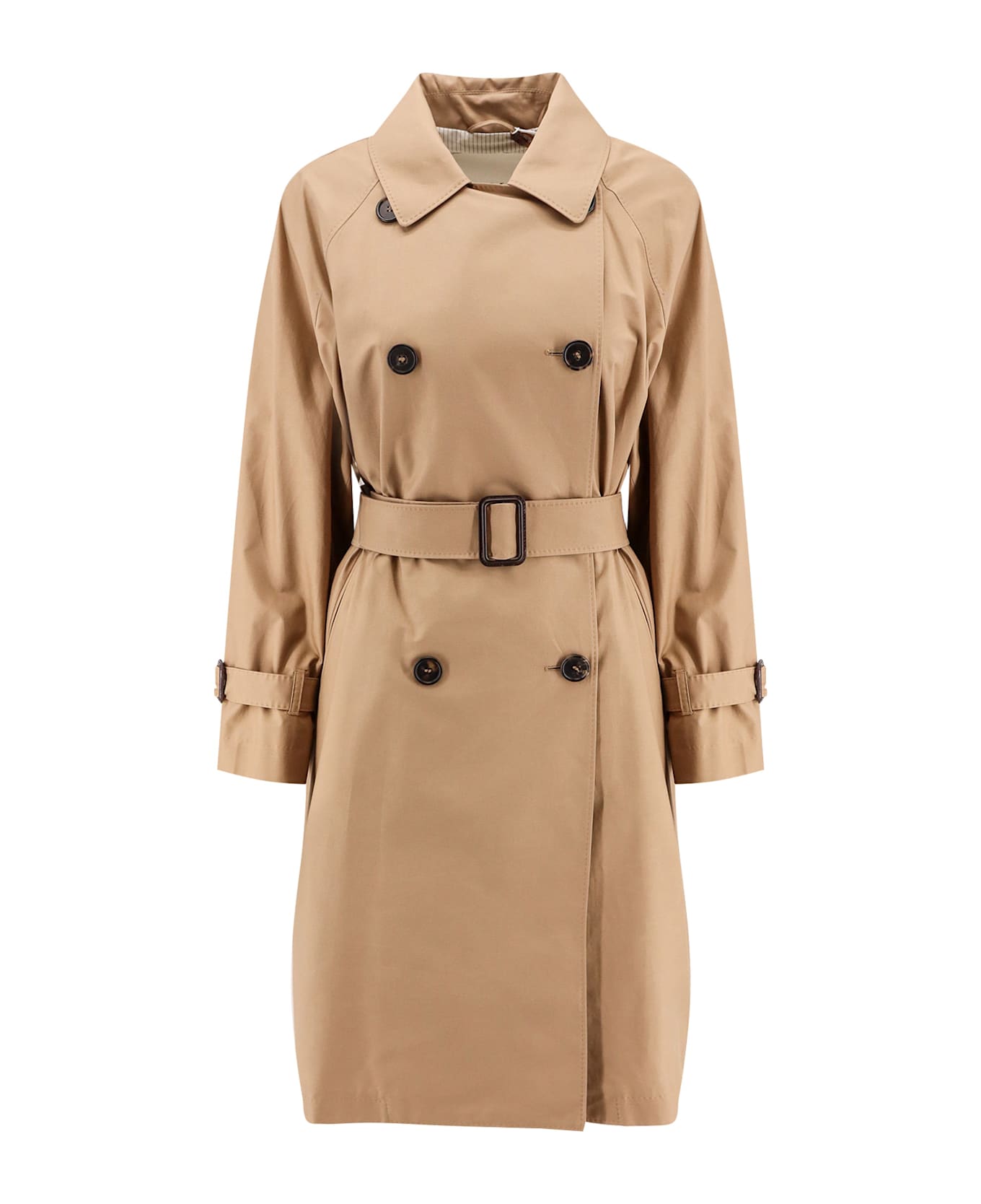 Max Mara The Cube Cotton Blend C Trench With Leather Buckles - Brown