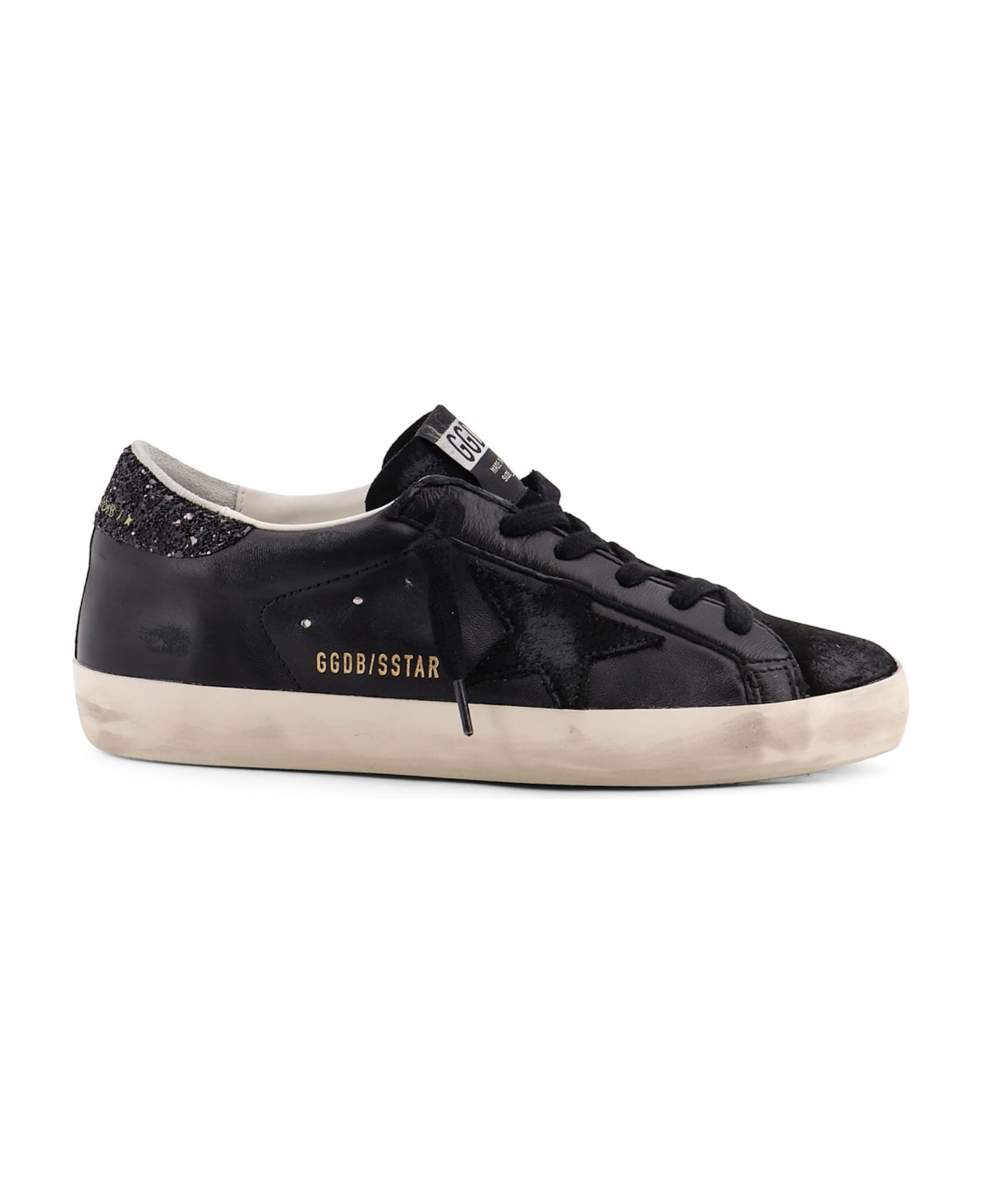 Golden Goose Super-star Classic With List Low-top Sneakers With Suede Inserts And Glittered Detail - Black