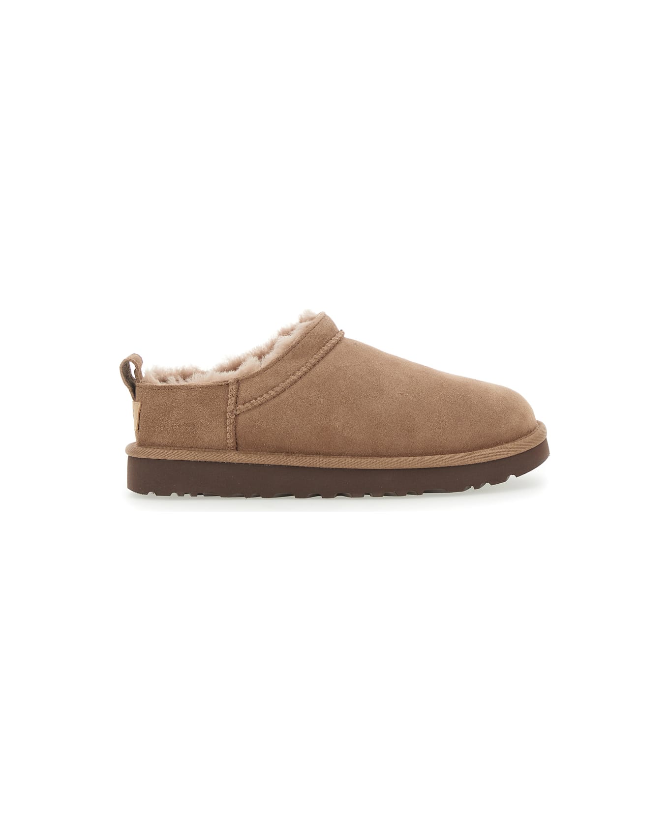 UGG Classic Micro Beige Ankle Boots With Logo Embossed In Suede Woman - Beige