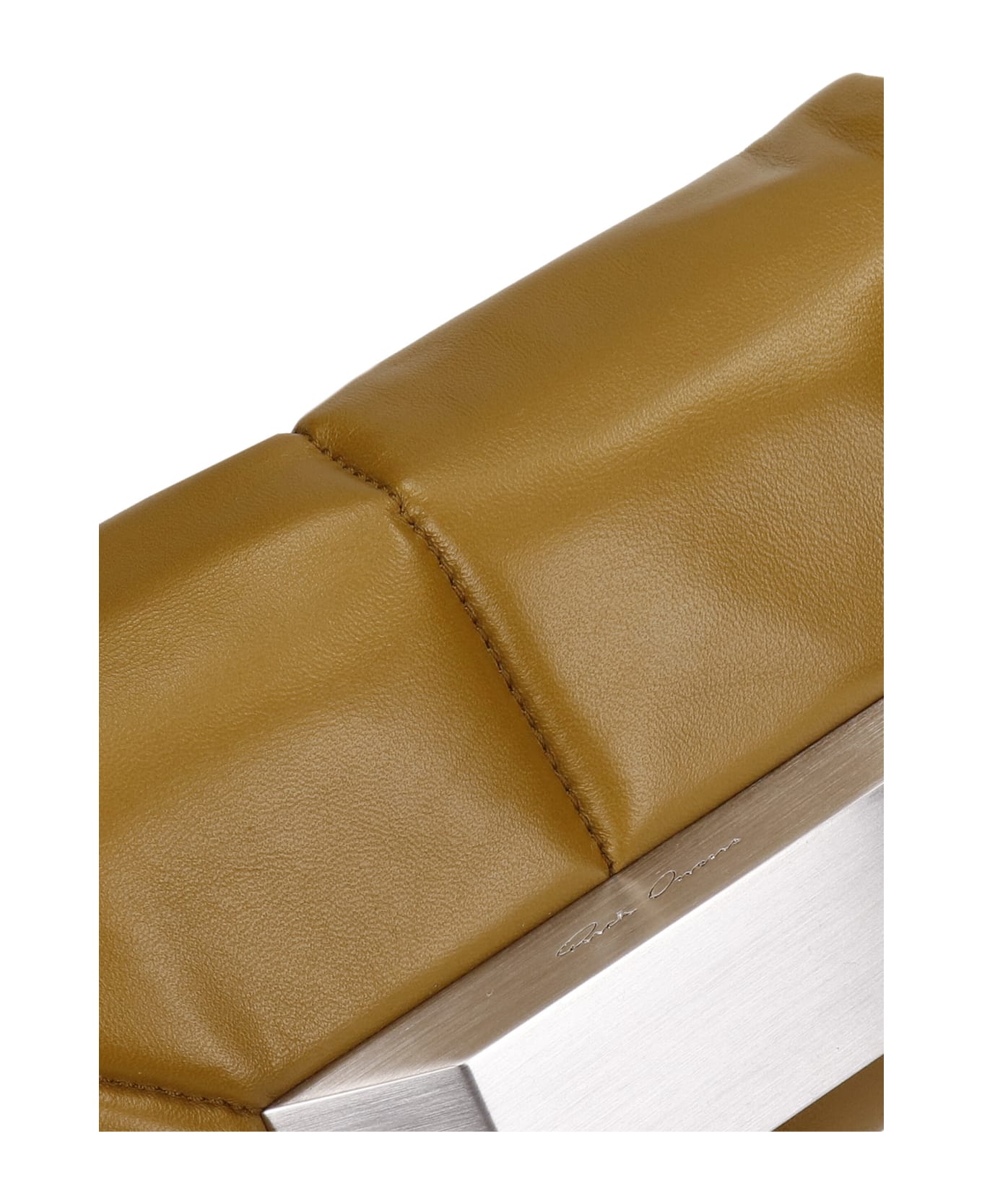 Rick Owens Quilted Griffin Clutch In Brown Leather - brown