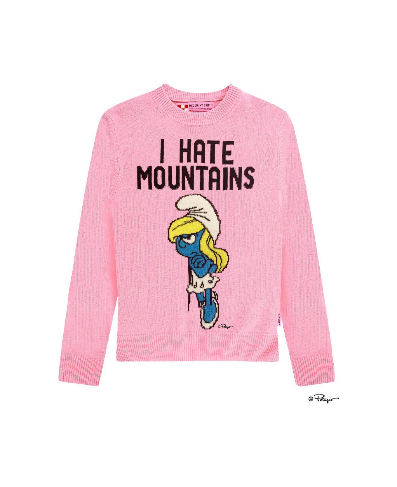 MC2 Saint Barth Woman Pink Sweater I Hate Mountains Smurfette | ©peyo Special Edition - PINK