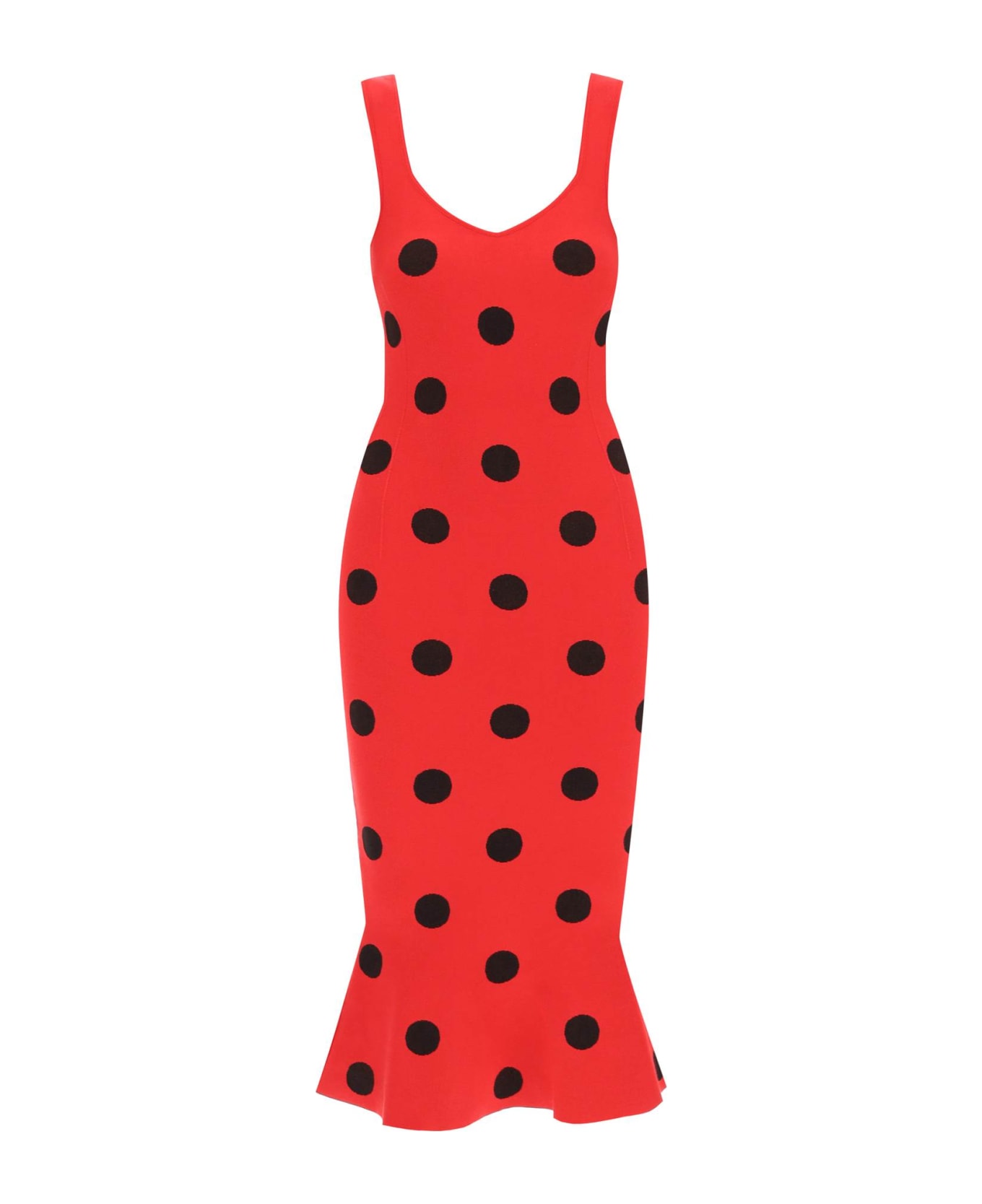 Marni Polka Dot Knit Midi Dress - TULIP (Red)