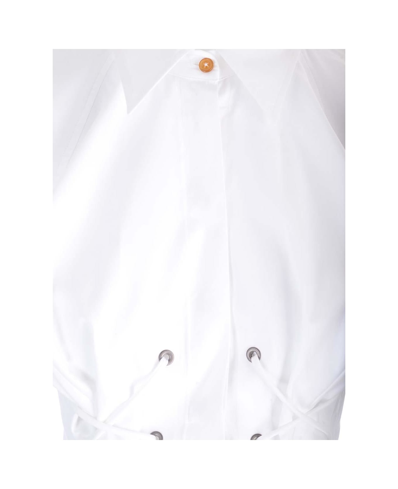 Vivienne Westwood Puff-sleeved Lace-up Detailed Top - White