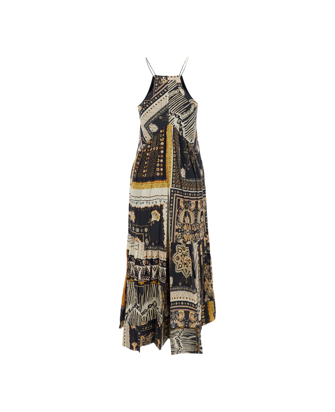 Marant Étoile 'sabba' Black Long Dress With Thin Straps And V-neck In Cotton Woman - Black