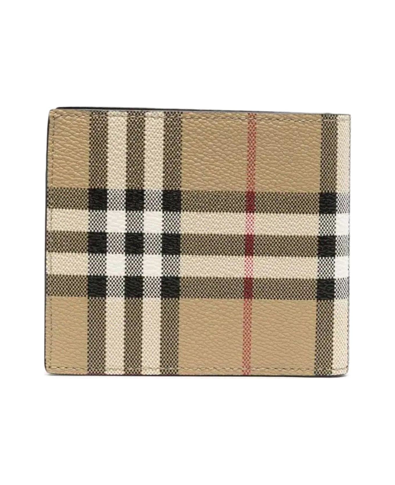 Burberry All-over Check Printed Bi-fold Wallet - Archive Beige