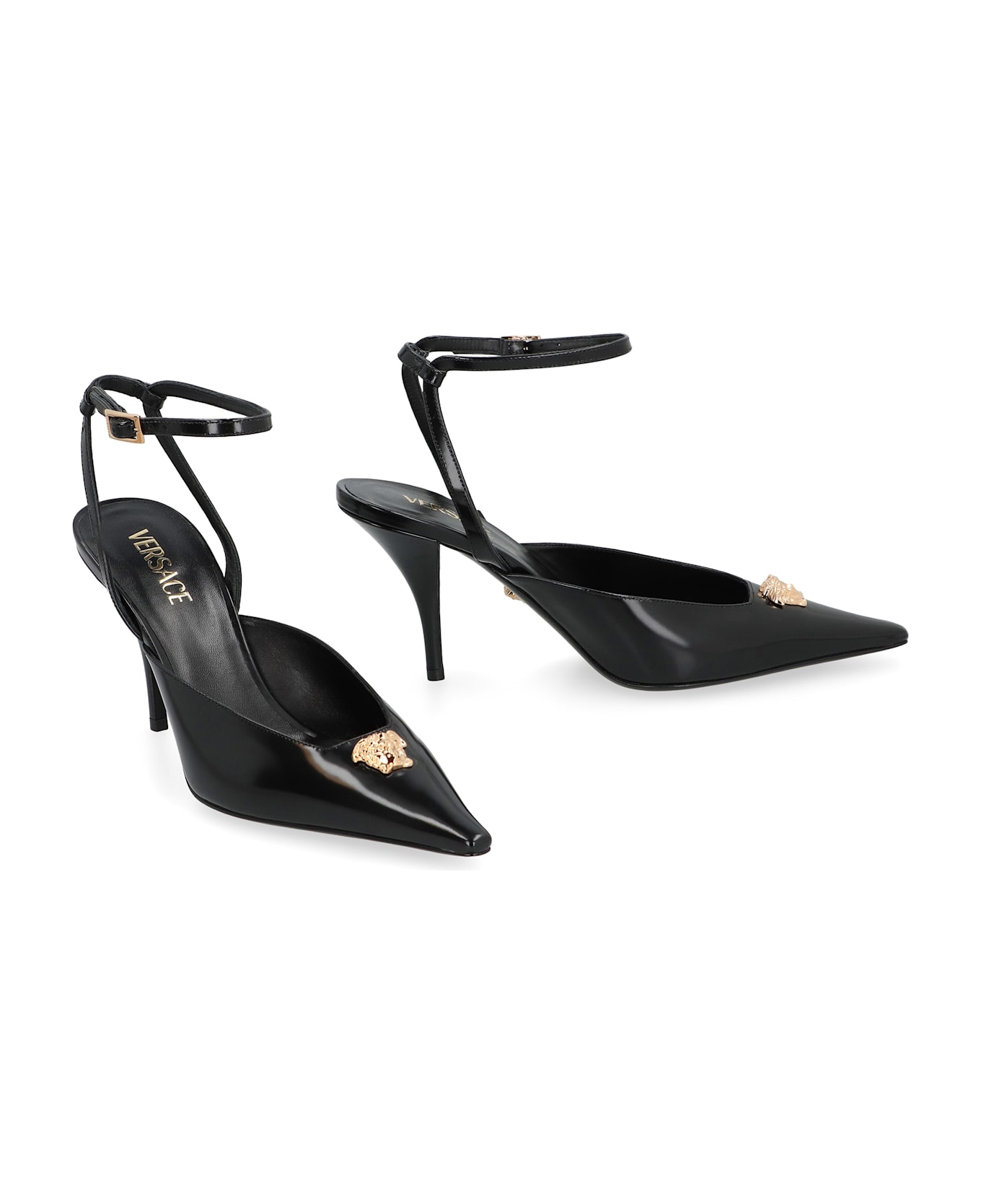 Versace Leather Slingback Pumps - black