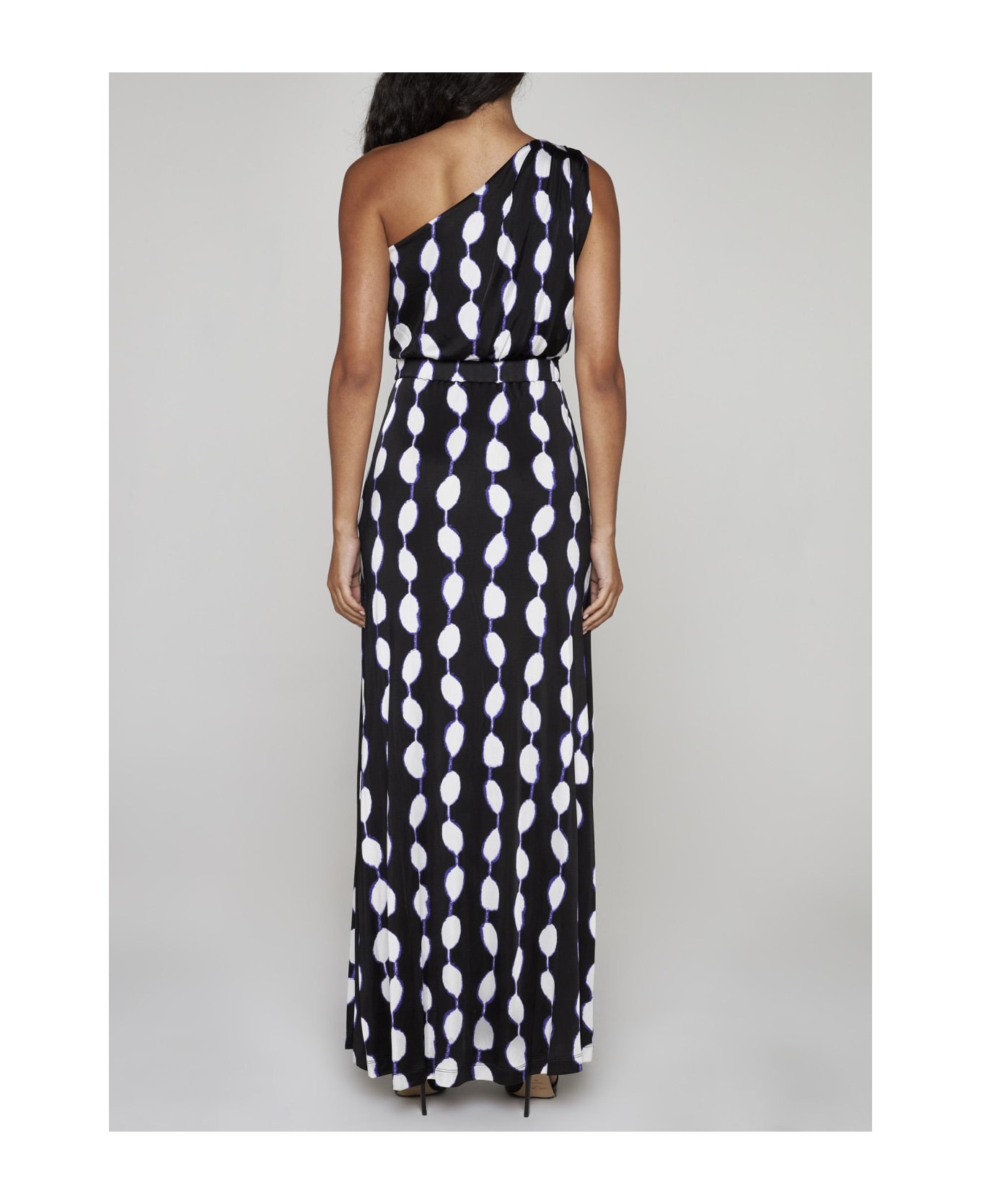 Diane Von Furstenberg Kiera Print Viscose One-shoulder Dress - BLACK
