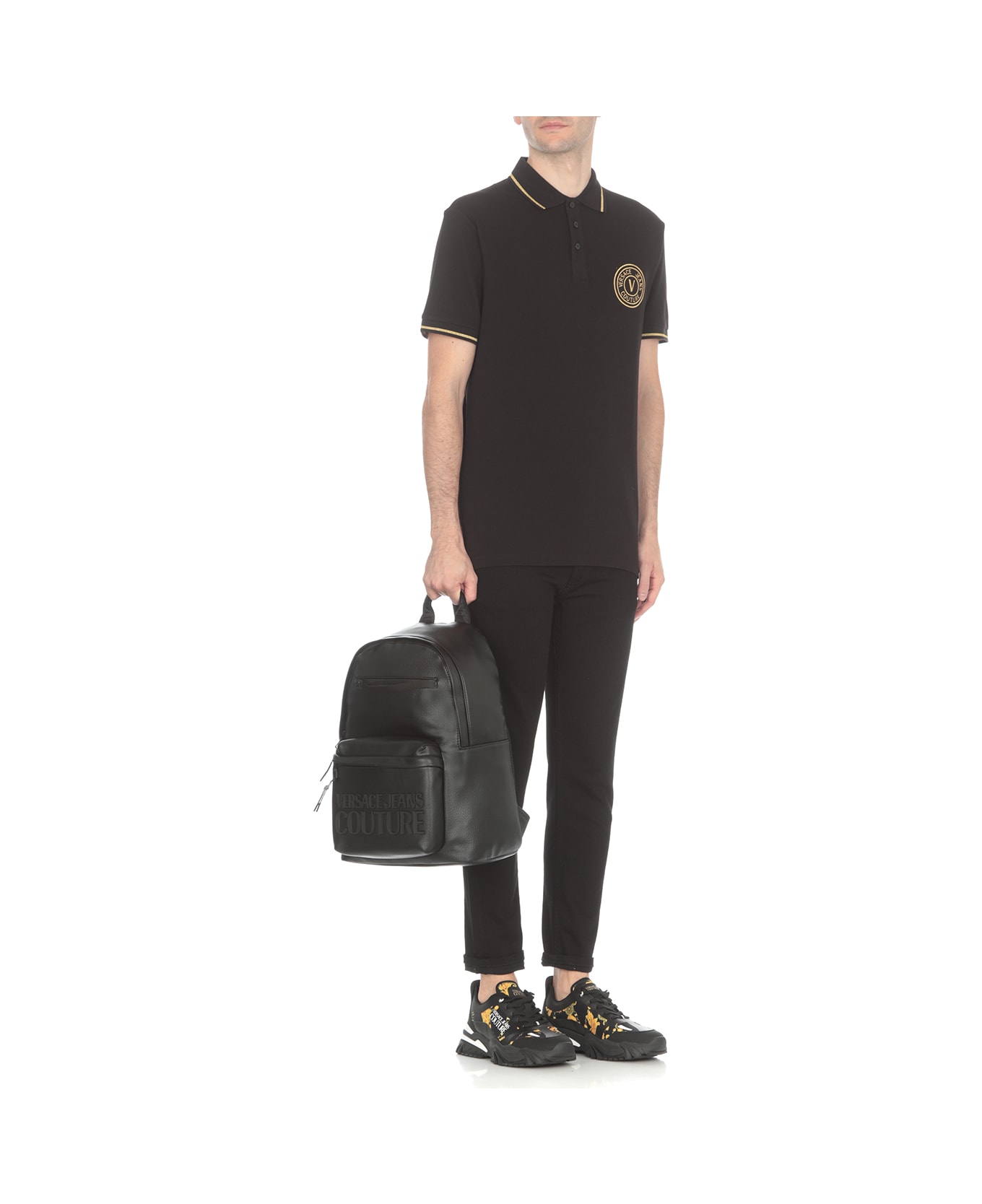 Versace Jeans Couture Logoed Polo Shirt - Black